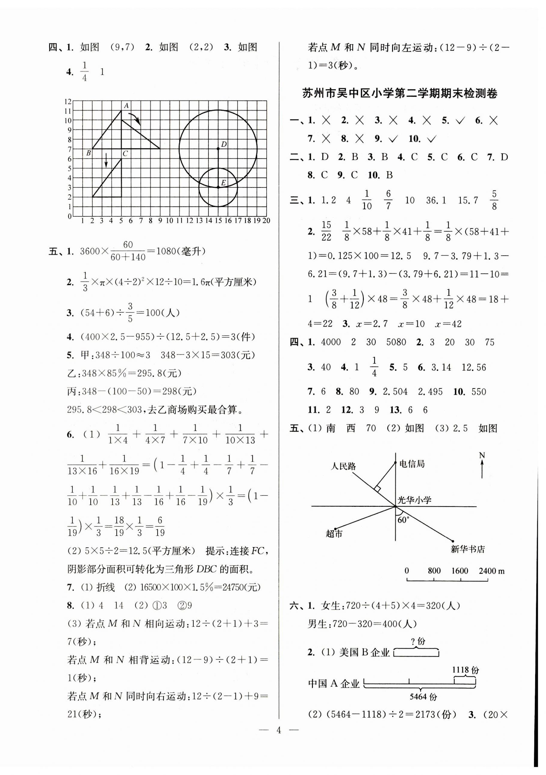 2023年超能學(xué)典各地期末試卷精選六年級數(shù)學(xué)下冊蘇教版 第4頁