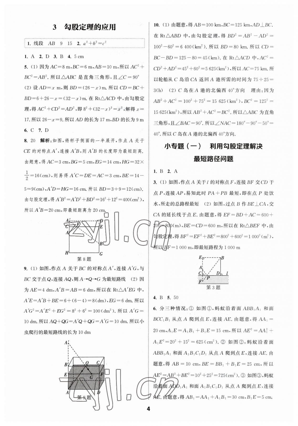 2023年通城學(xué)典課時(shí)作業(yè)本八年級(jí)數(shù)學(xué)上冊(cè)北師大版 參考答案第3頁(yè)