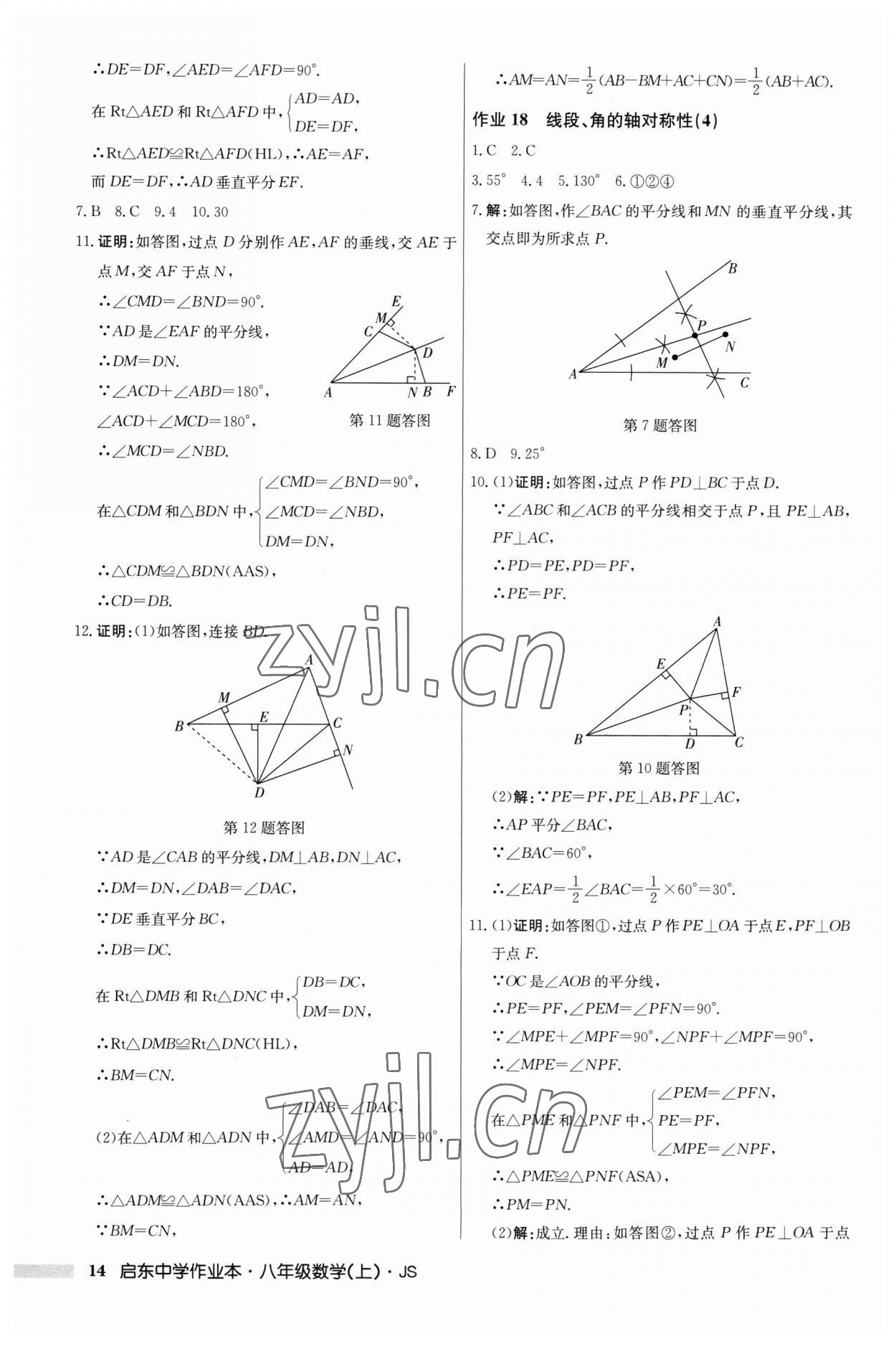 2023年啟東中學(xué)作業(yè)本八年級(jí)數(shù)學(xué)上冊(cè)江蘇版 第14頁(yè)