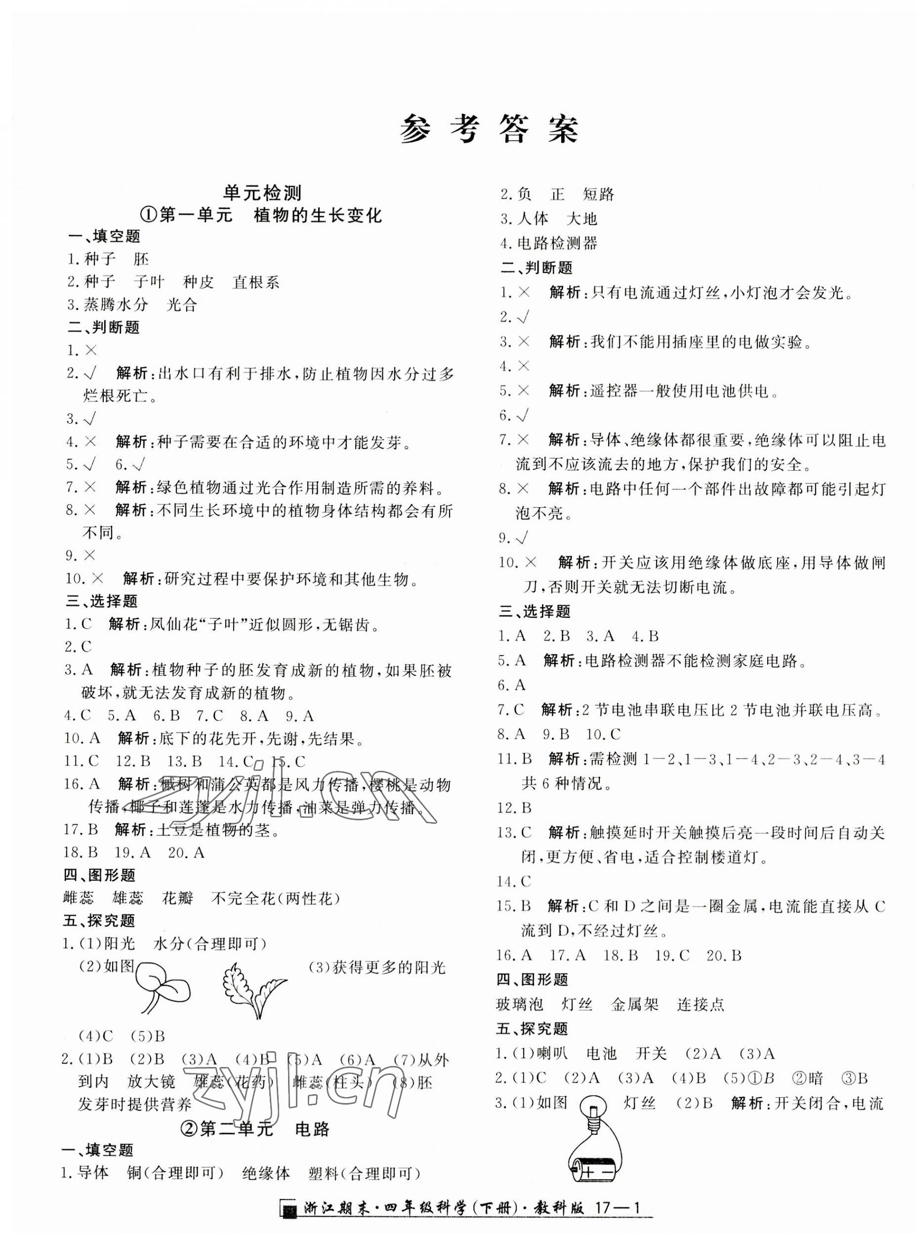 2023年勵(lì)耘書(shū)業(yè)浙江期末四年級(jí)科學(xué)下冊(cè)教科版 第1頁(yè)