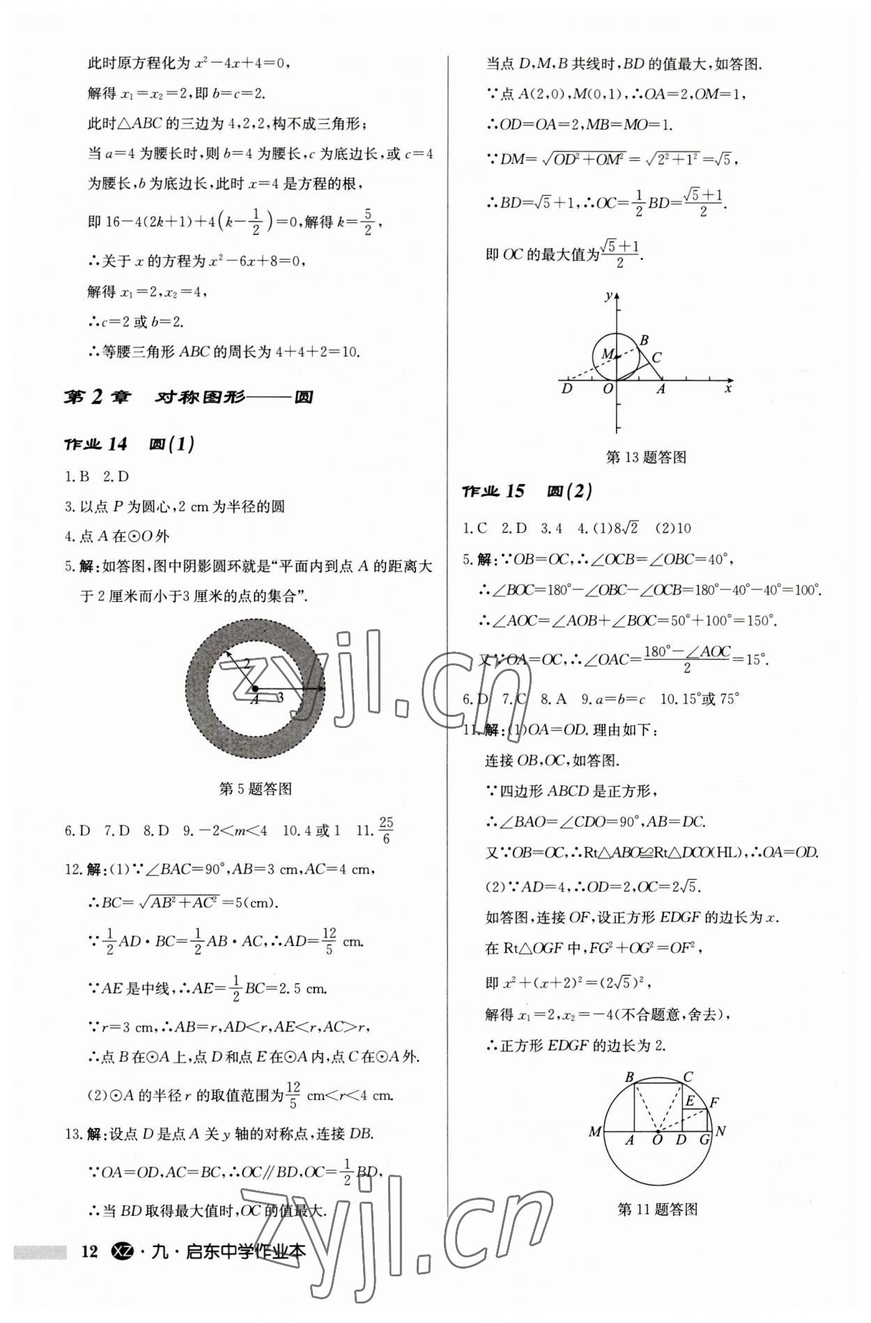 2023年启东中学作业本九年级数学上册苏科版徐州专版 第12页