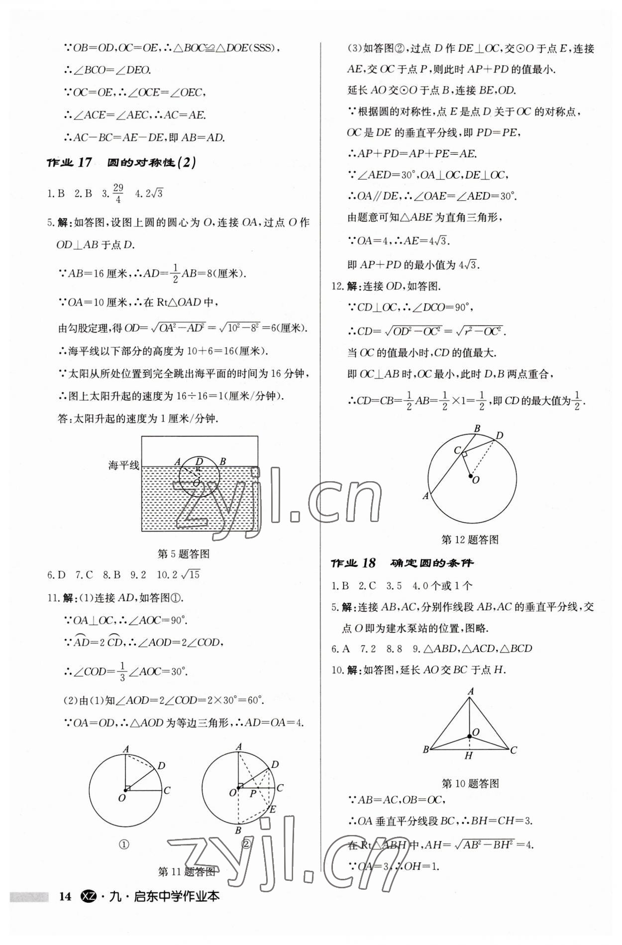 2023年啟東中學(xué)作業(yè)本九年級(jí)數(shù)學(xué)上冊蘇科版徐州專版 第14頁