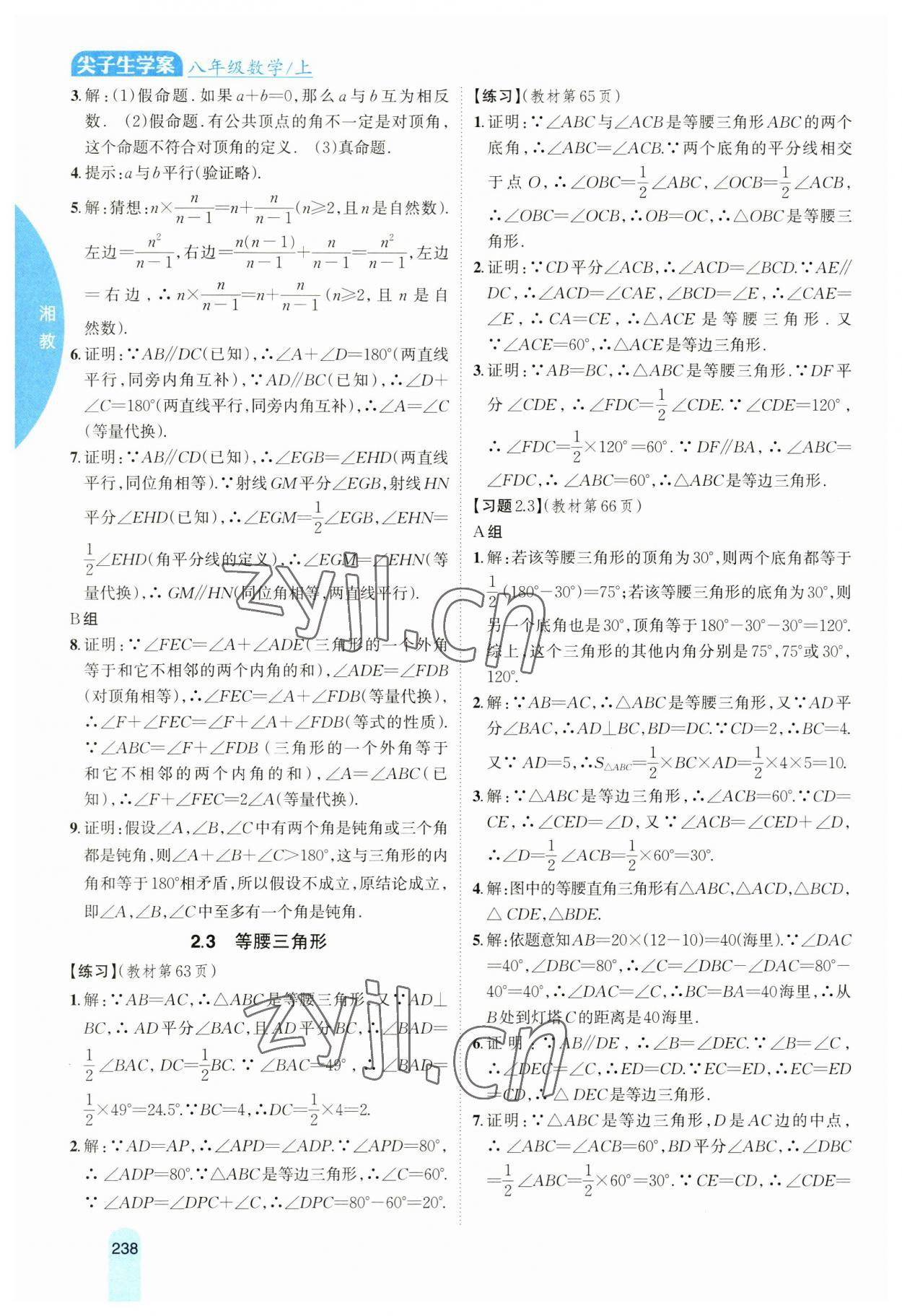 2023年尖子生学案八年级数学上册湘教版 第8页