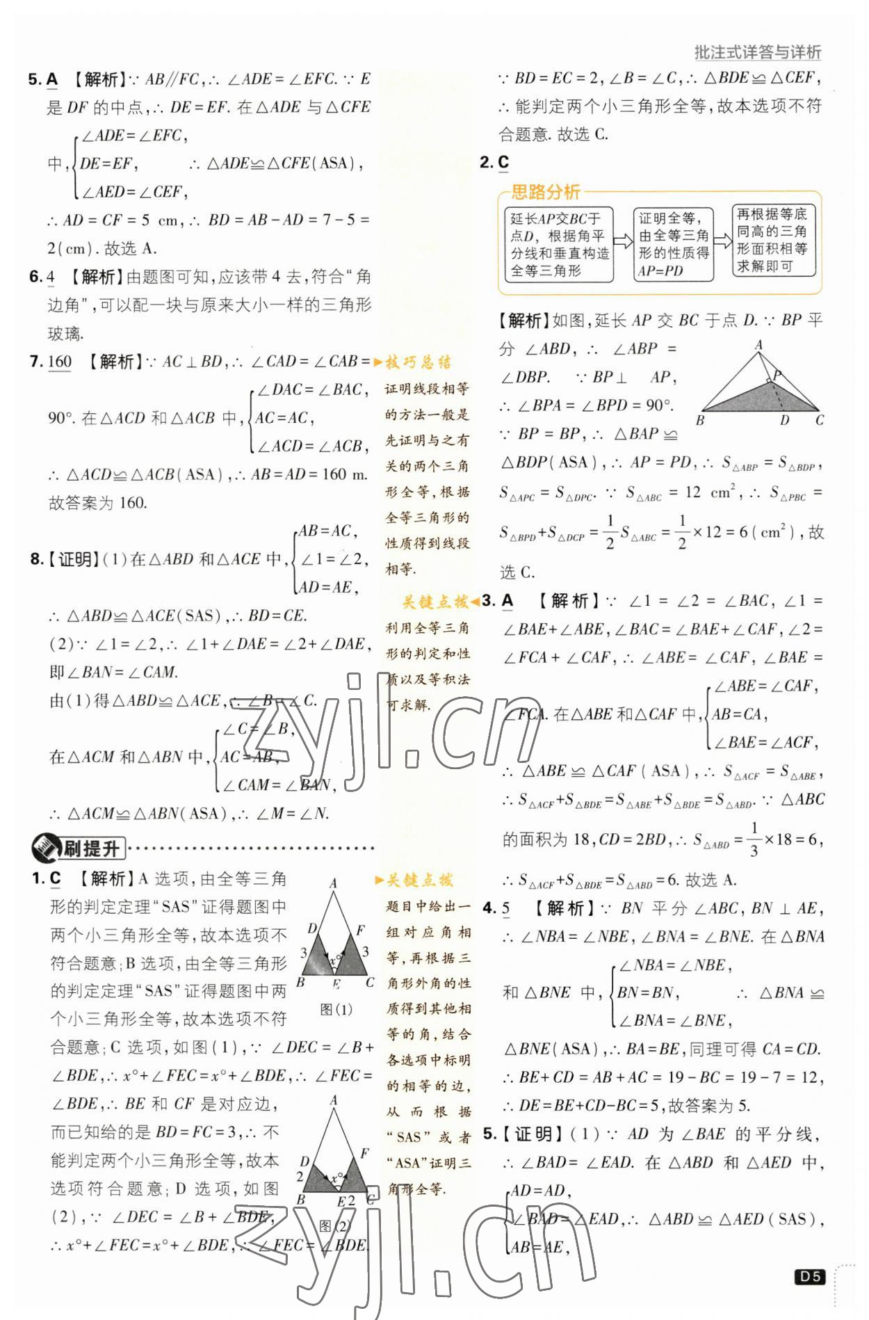 2023年初中必刷題八年級數(shù)學(xué)上冊蘇科版 參考答案第5頁