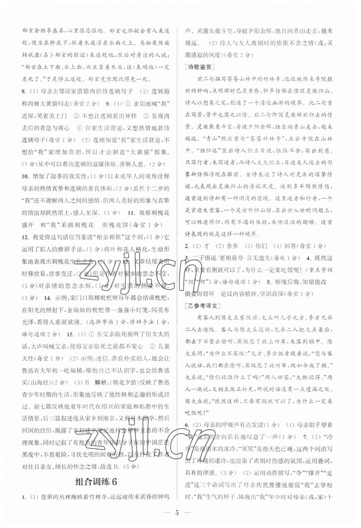 2023年通城学典初中语文阅读组合训练七年级上册江苏专版 第5页