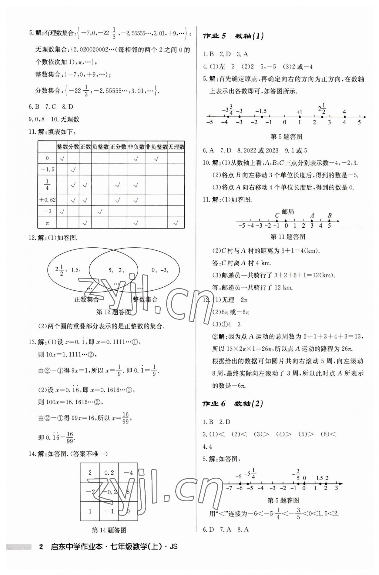 2023年启东中学作业本七年级数学上册江苏版 第2页