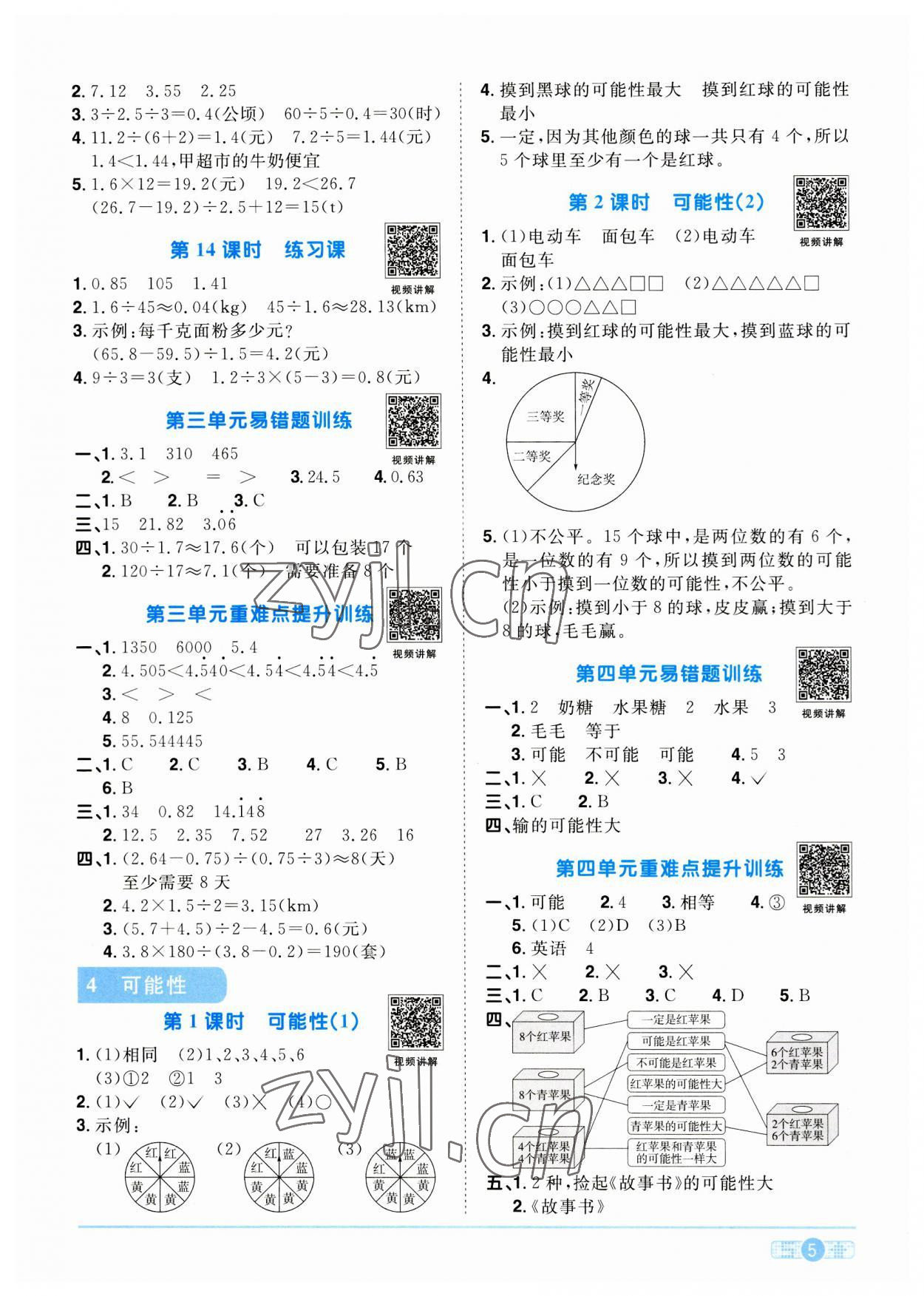 2023年阳光同学课时优化作业五年级数学上册人教版 第5页