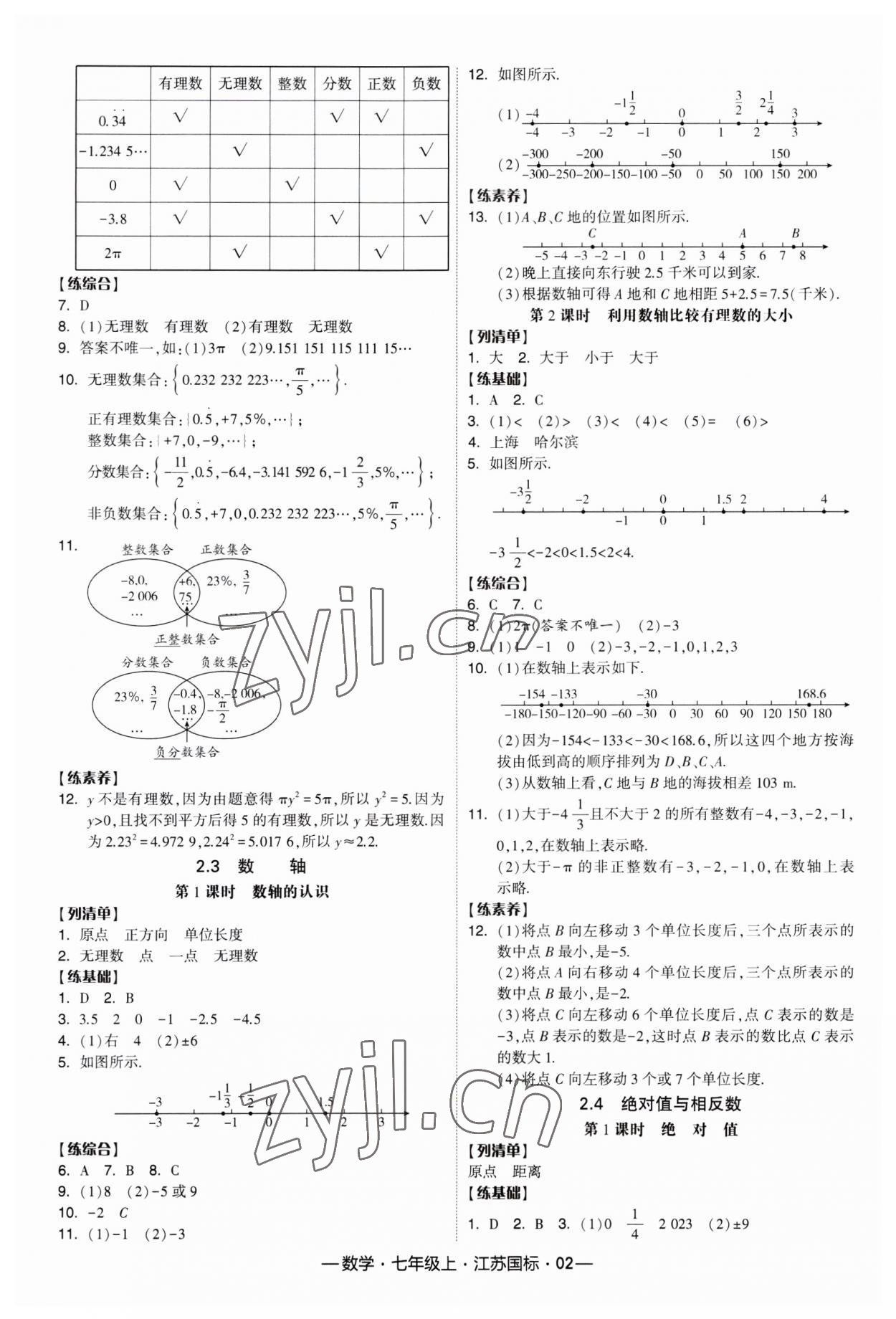 2023年經(jīng)綸學典課時作業(yè)七年級數(shù)學上冊江蘇國標 第2頁