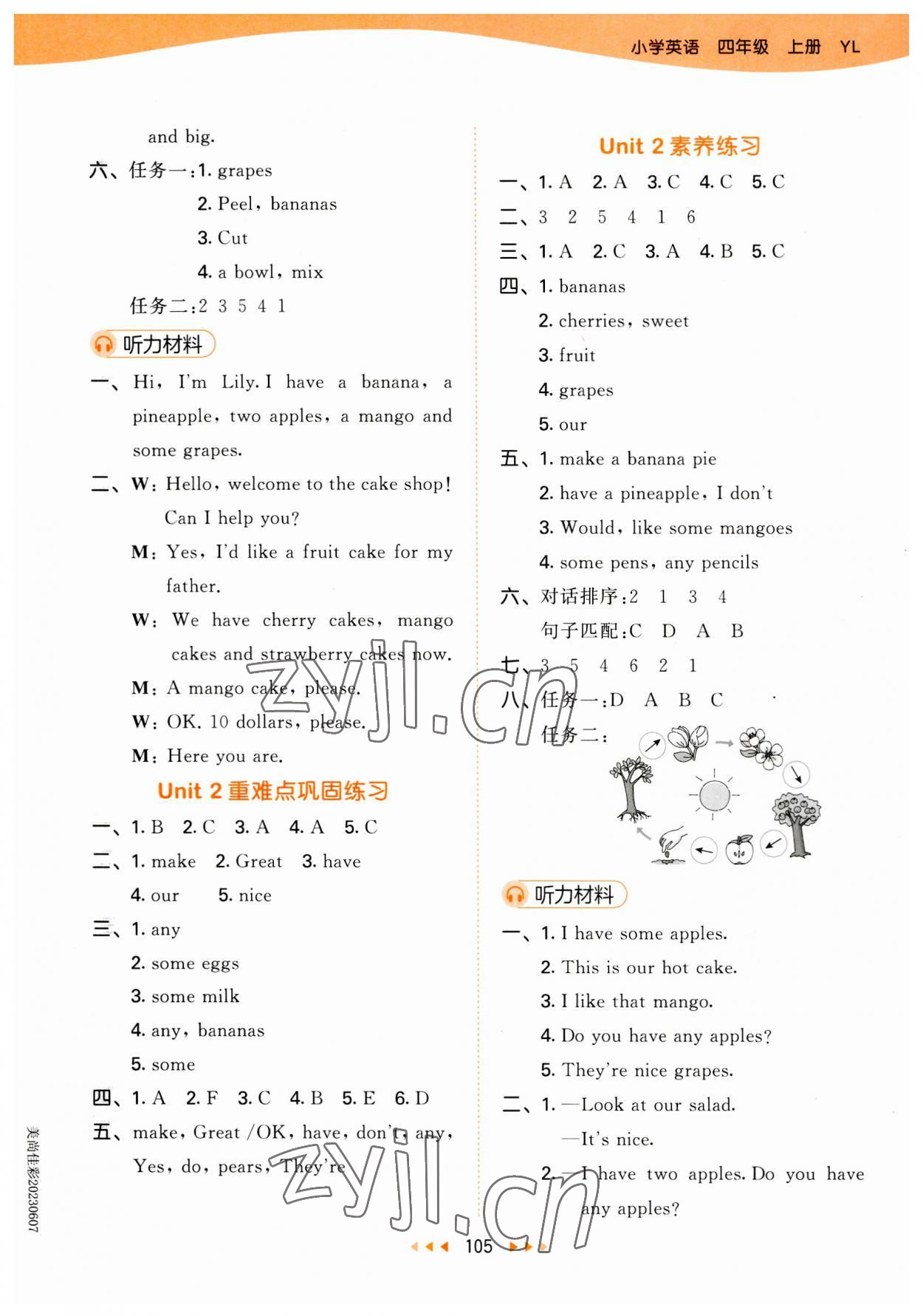 2023年53天天練四年級英語上冊譯林版 參考答案第5頁