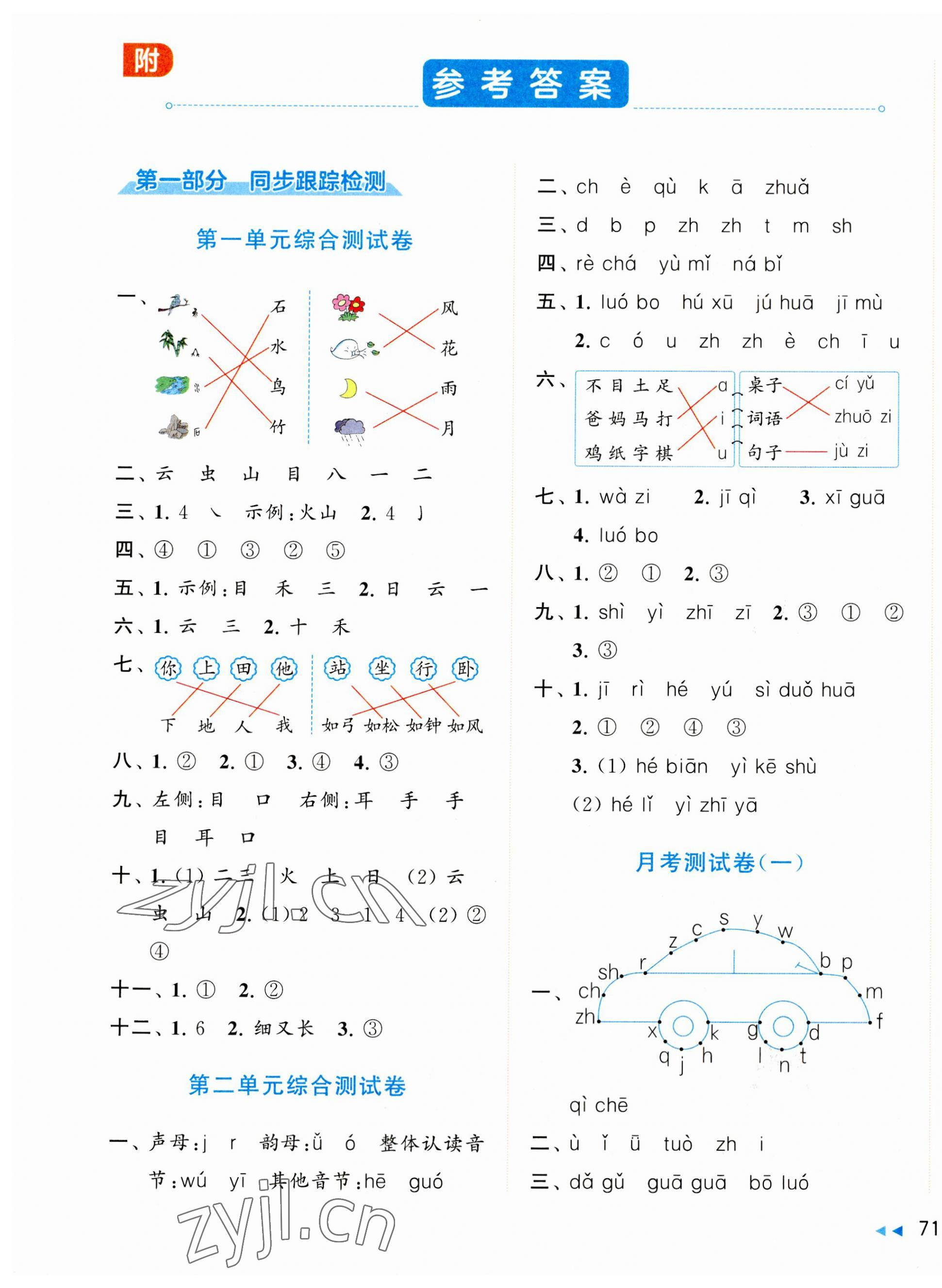 2023年同步跟踪全程检测一年级语文上册人教版 第1页