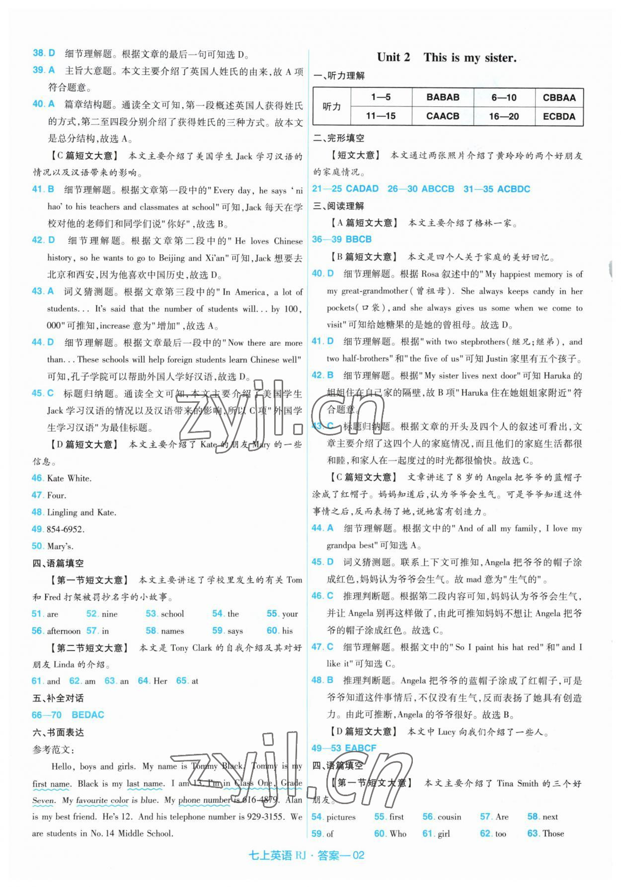 2023年金考卷活頁(yè)題選七年級(jí)英語(yǔ)上冊(cè)人教版 第2頁(yè)