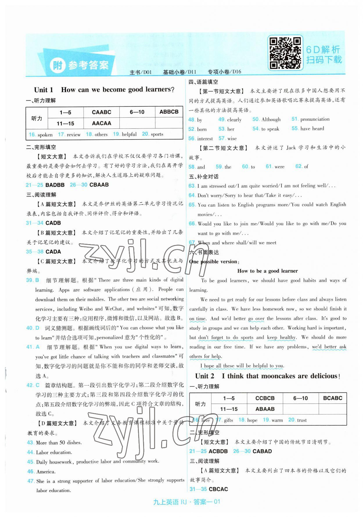 2023年金考卷活頁(yè)題選九年級(jí)英語(yǔ)上冊(cè)人教版 第1頁(yè)