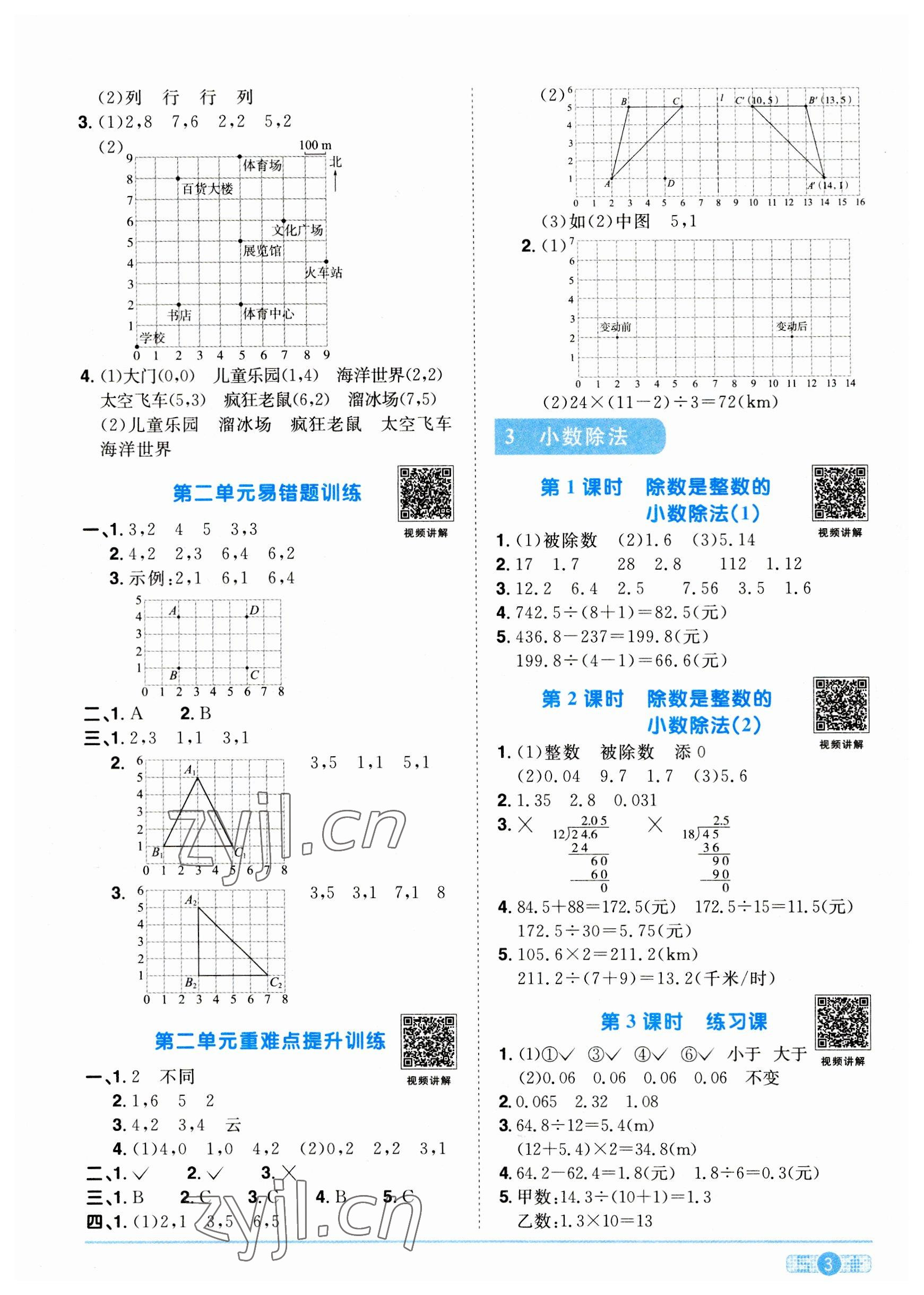 2023年阳光同学课时优化作业五年级数学上册人教版菏泽专版 参考答案第3页