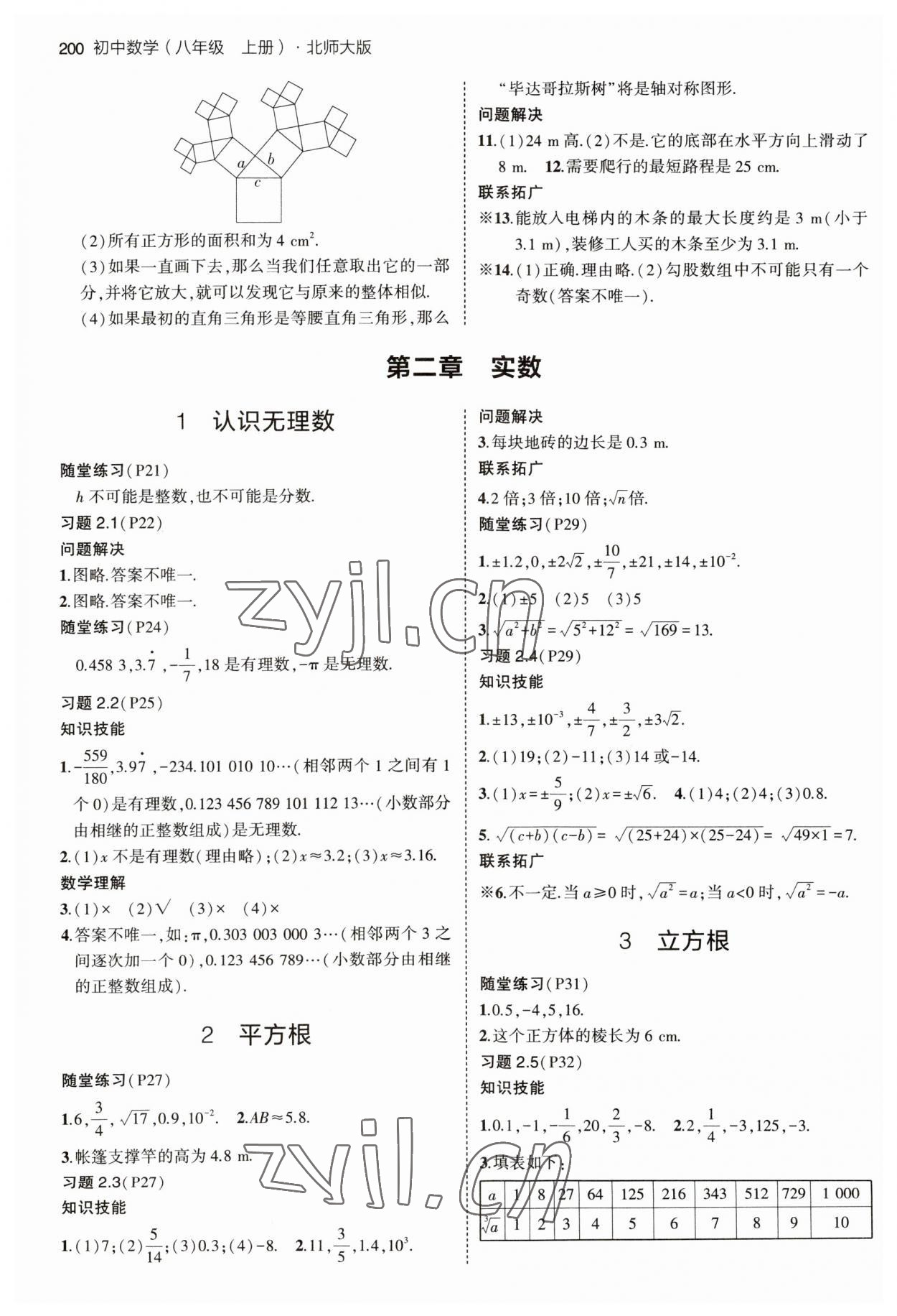 2023年教材課本八年級(jí)數(shù)學(xué)上冊(cè)北師大版 參考答案第2頁(yè)