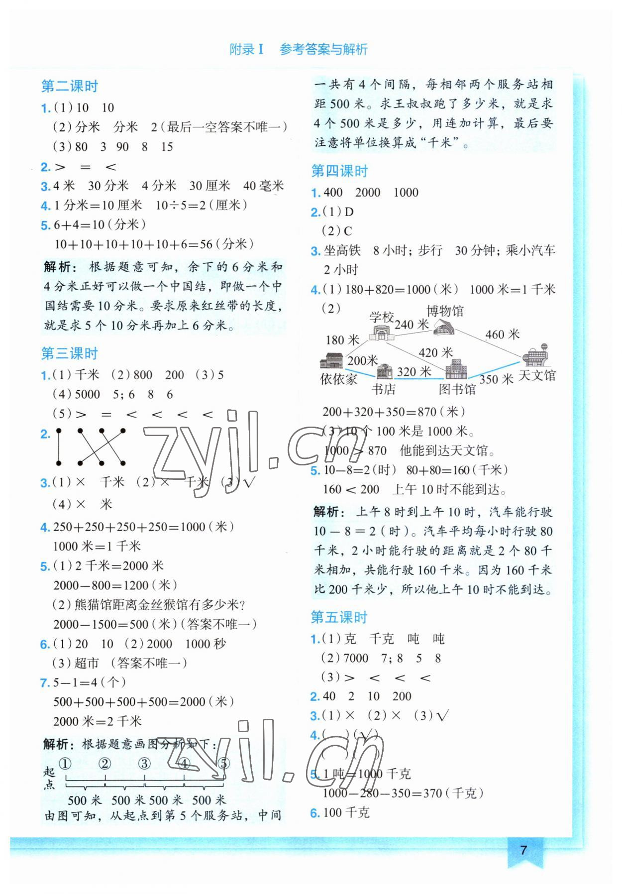 2023年黃岡小狀元作業(yè)本三年級數學上冊人教版 第7頁