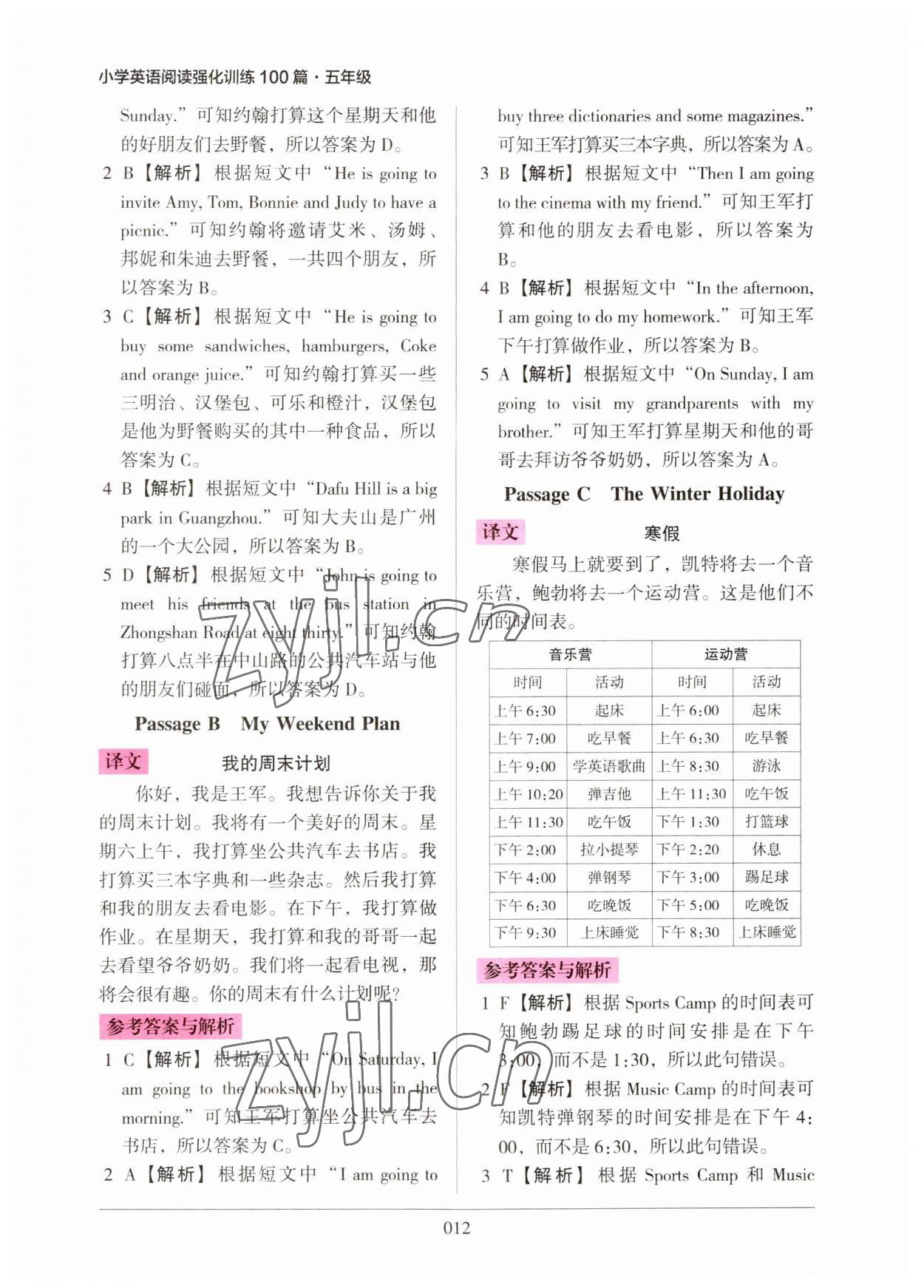 2023年小学英语阅读强化训练100篇五年级人教版 第12页