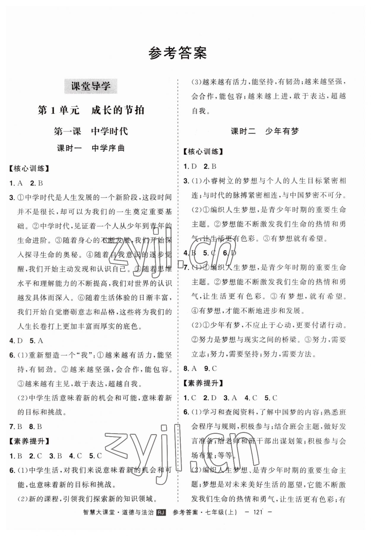 2023年初中新課標(biāo)名師學(xué)案智慧大課堂七年級道德與法治上冊人教版 第1頁