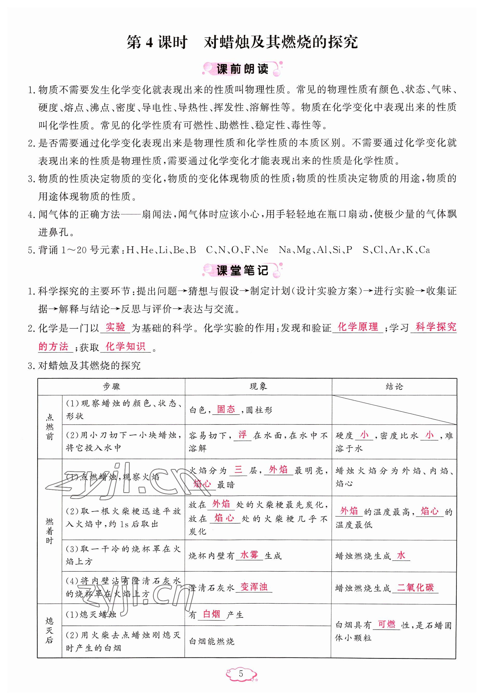 2023年啟航新課堂九年級(jí)化學(xué)上冊(cè)人教版 參考答案第10頁