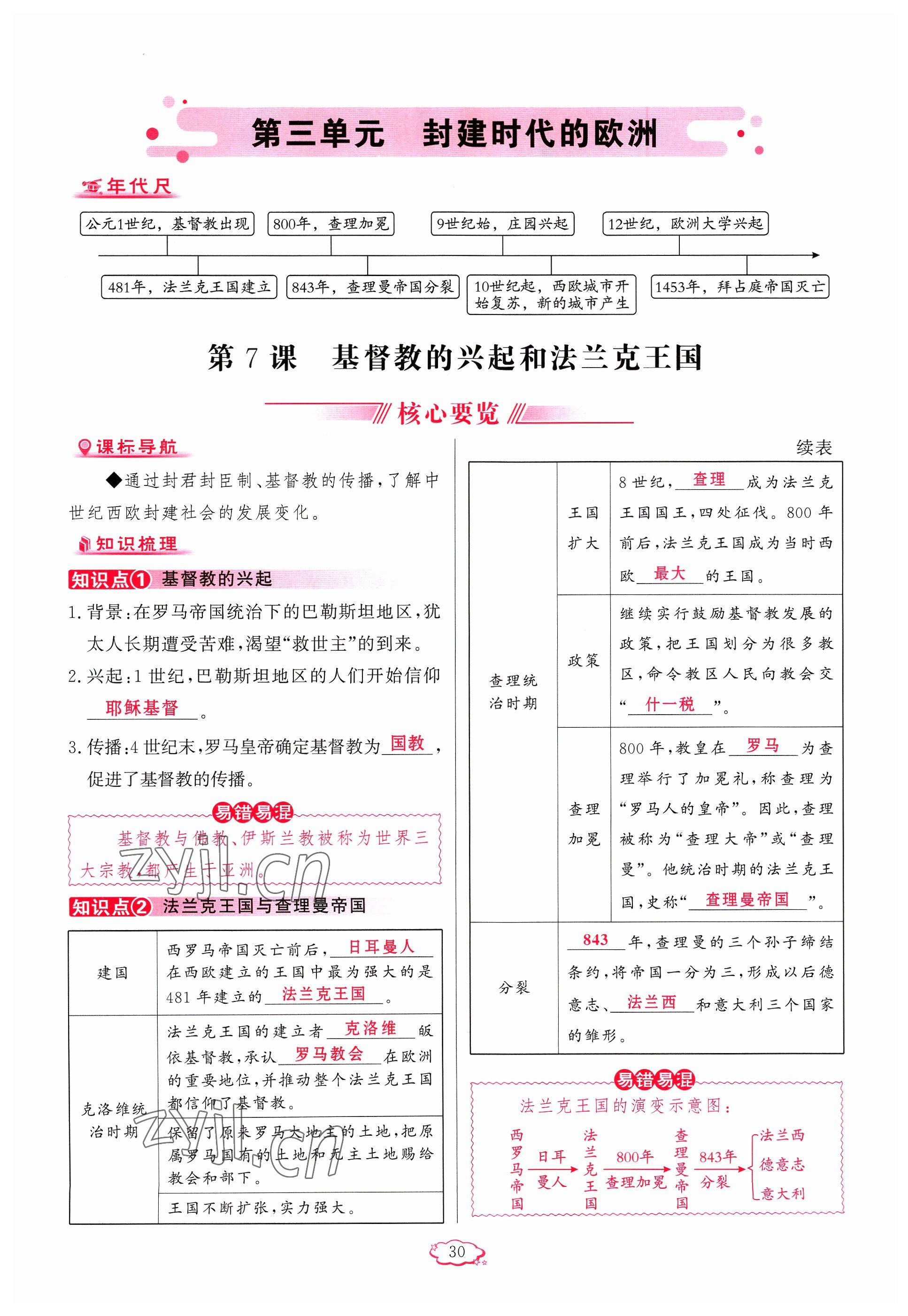 2023年启航新课堂九年级历史上册人教版 参考答案第30页