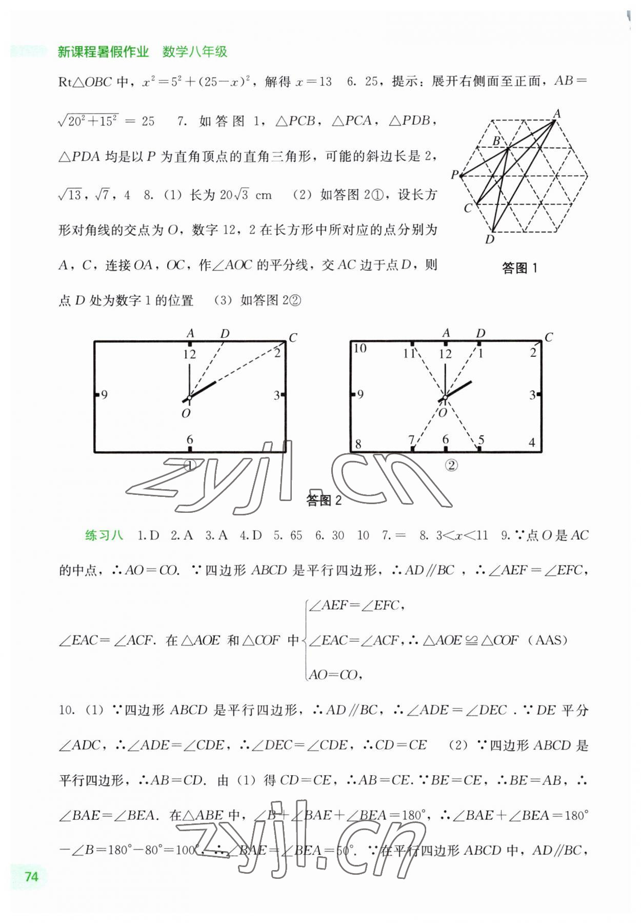 2023年新課程暑假作業(yè)廣西師范大學(xué)出版社八年級數(shù)學(xué) 第2頁