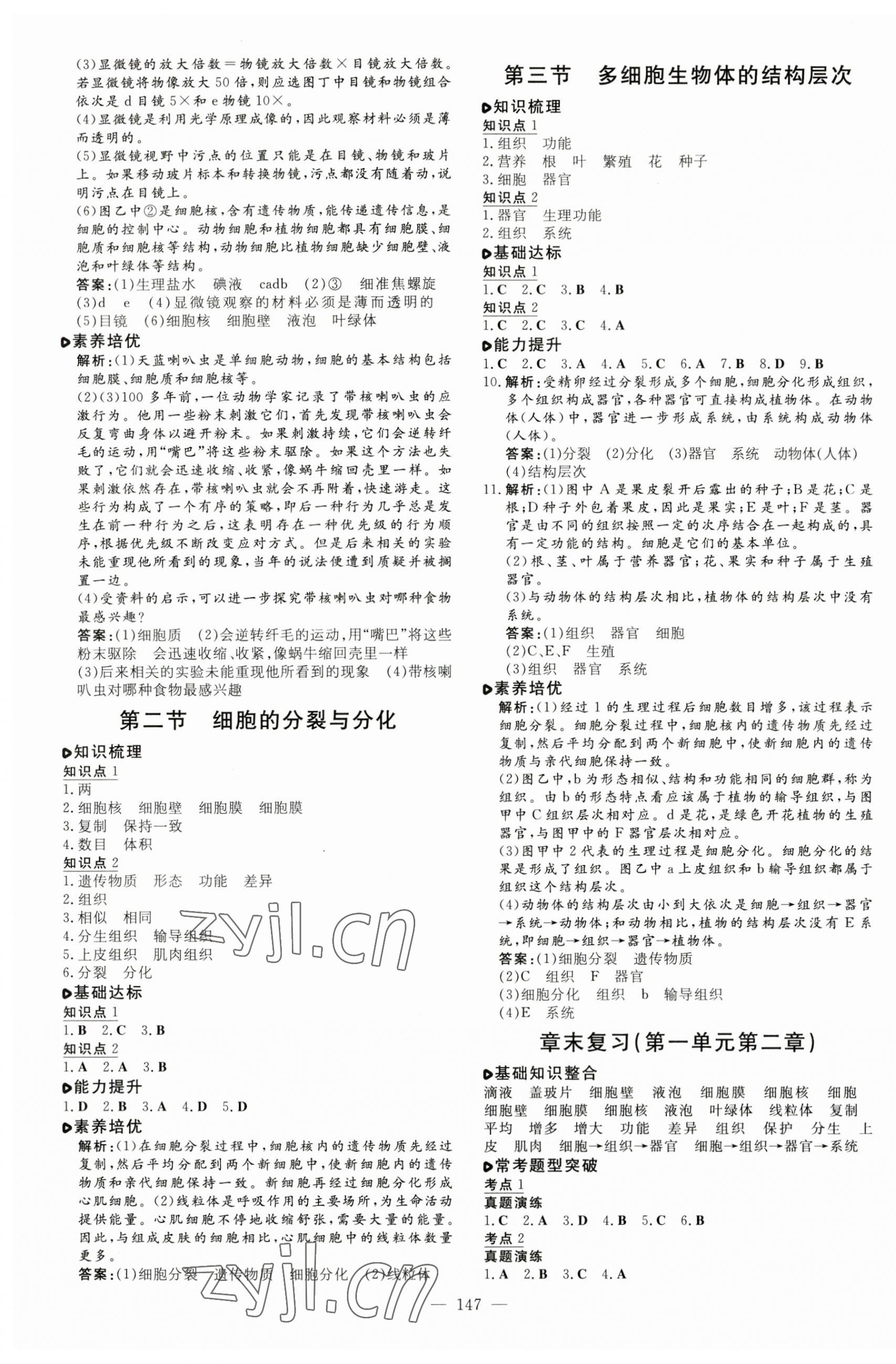 2023年練案七年級生物上冊濟(jì)南版 第3頁