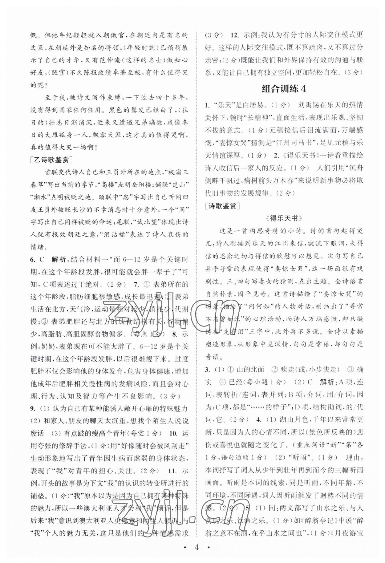2023年通城学典初中语文阅读训练组合训练九年级南通专版 第4页