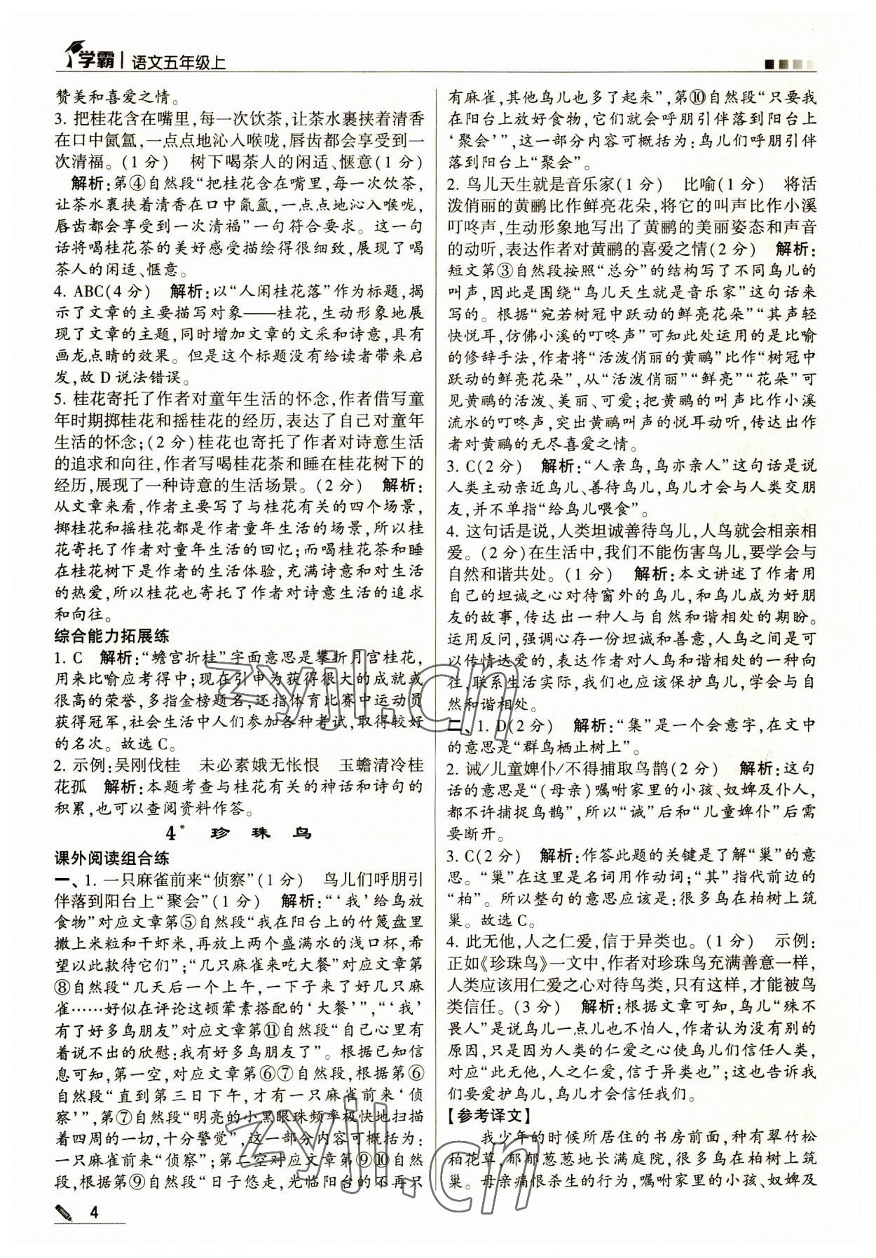 2023年经纶学典学霸五年级语文上册人教版 第4页