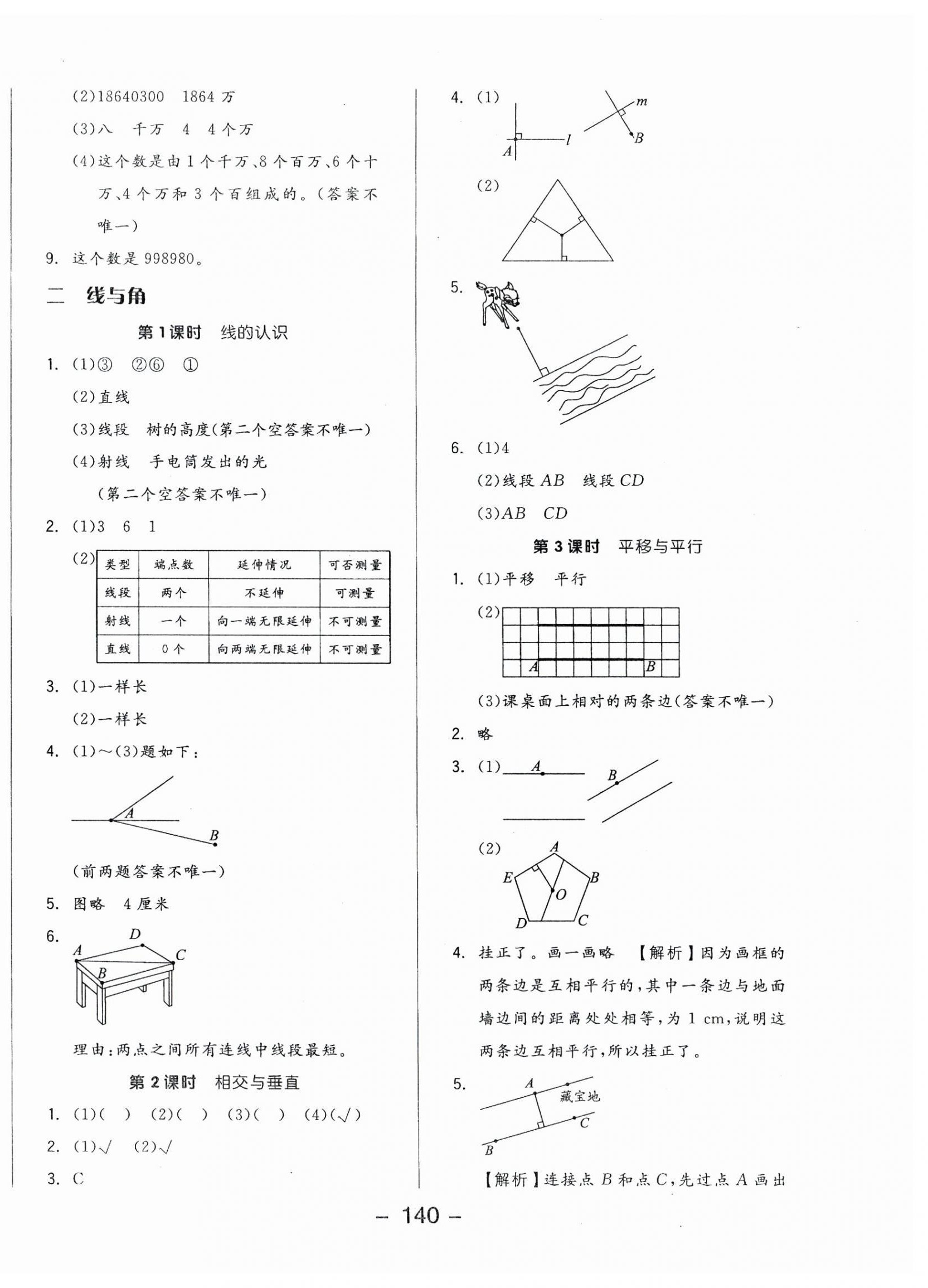 2023年全品学练考四年级数学上册北师大版 参考答案第4页