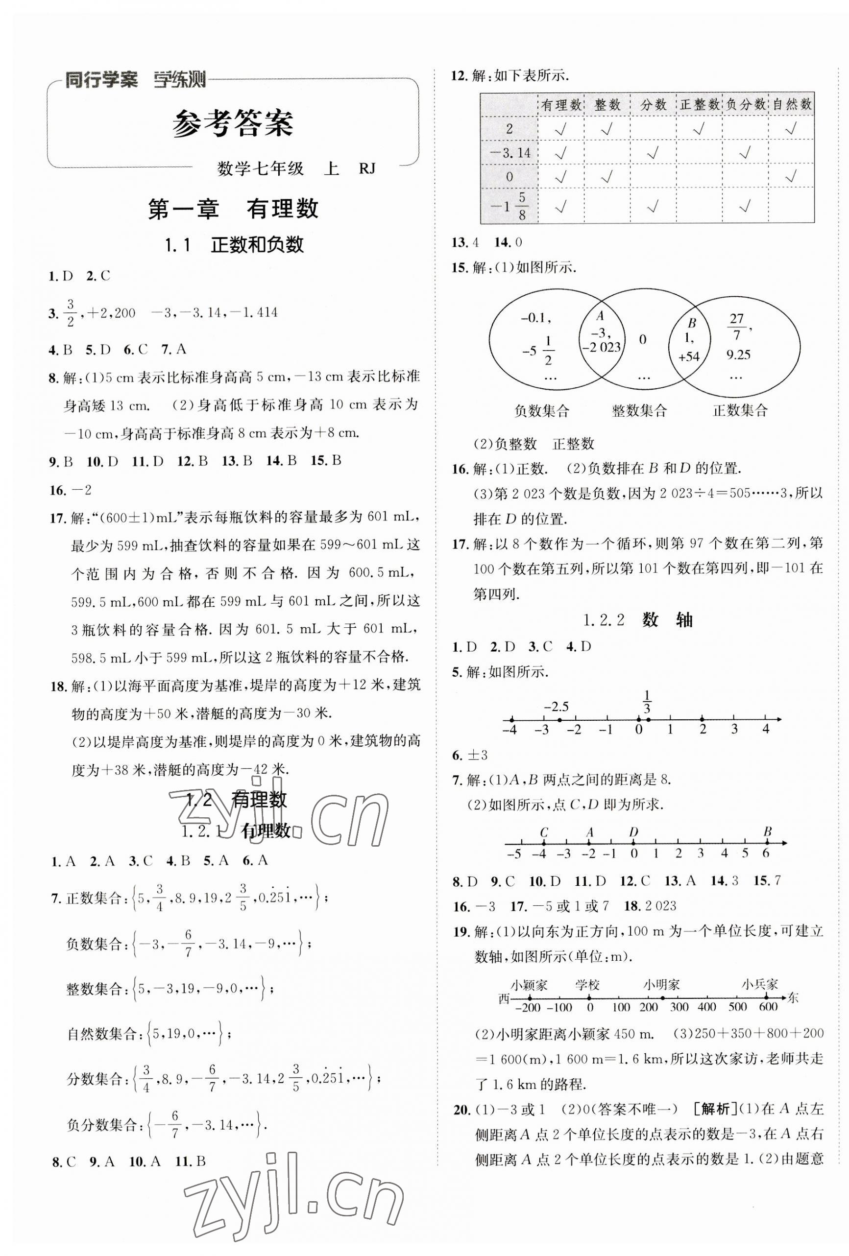 2023年同行学案七年级数学上册人教版 第1页