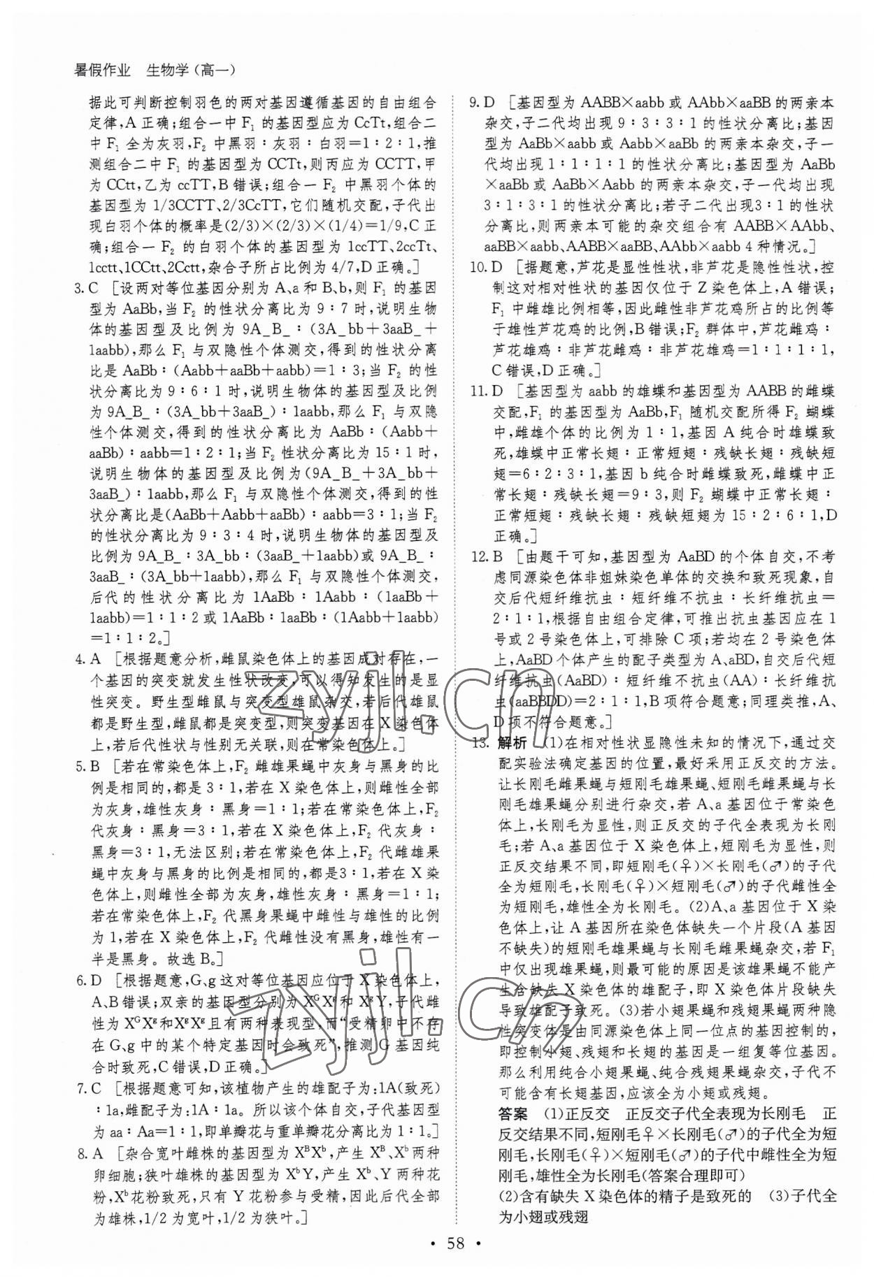 2023年暑假作业黑龙江教育出版社高一生物 第6页