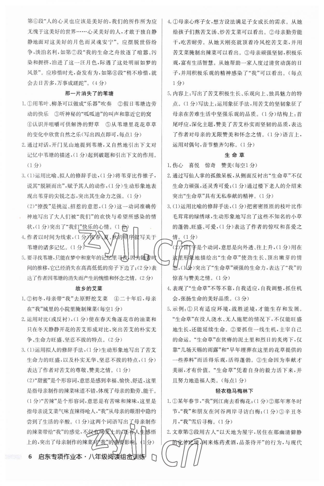 2023年启东专项作业本八年级语文人教版 第6页