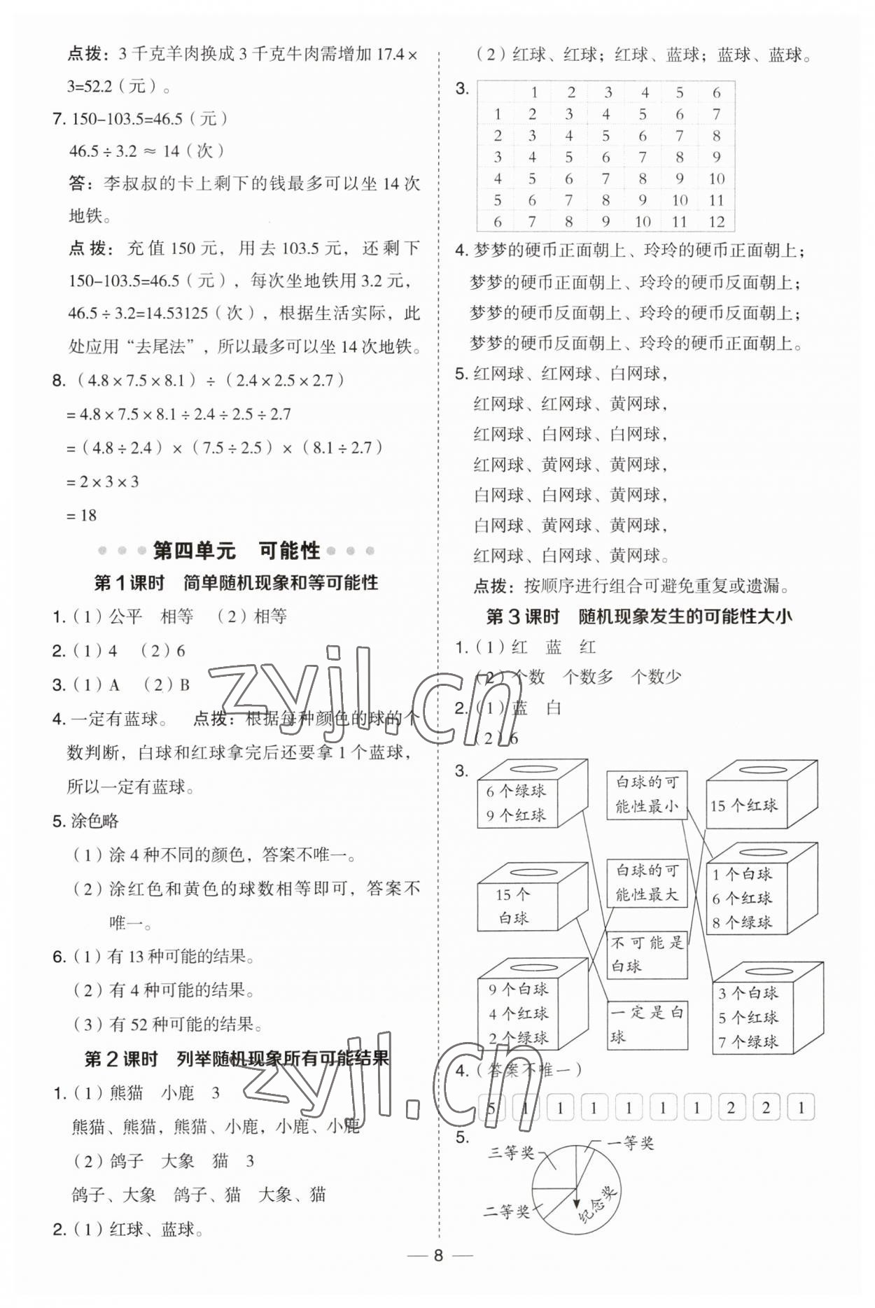 2023年綜合應(yīng)用創(chuàng)新題典中點(diǎn)五年級(jí)數(shù)學(xué)上冊(cè)冀教版 第8頁