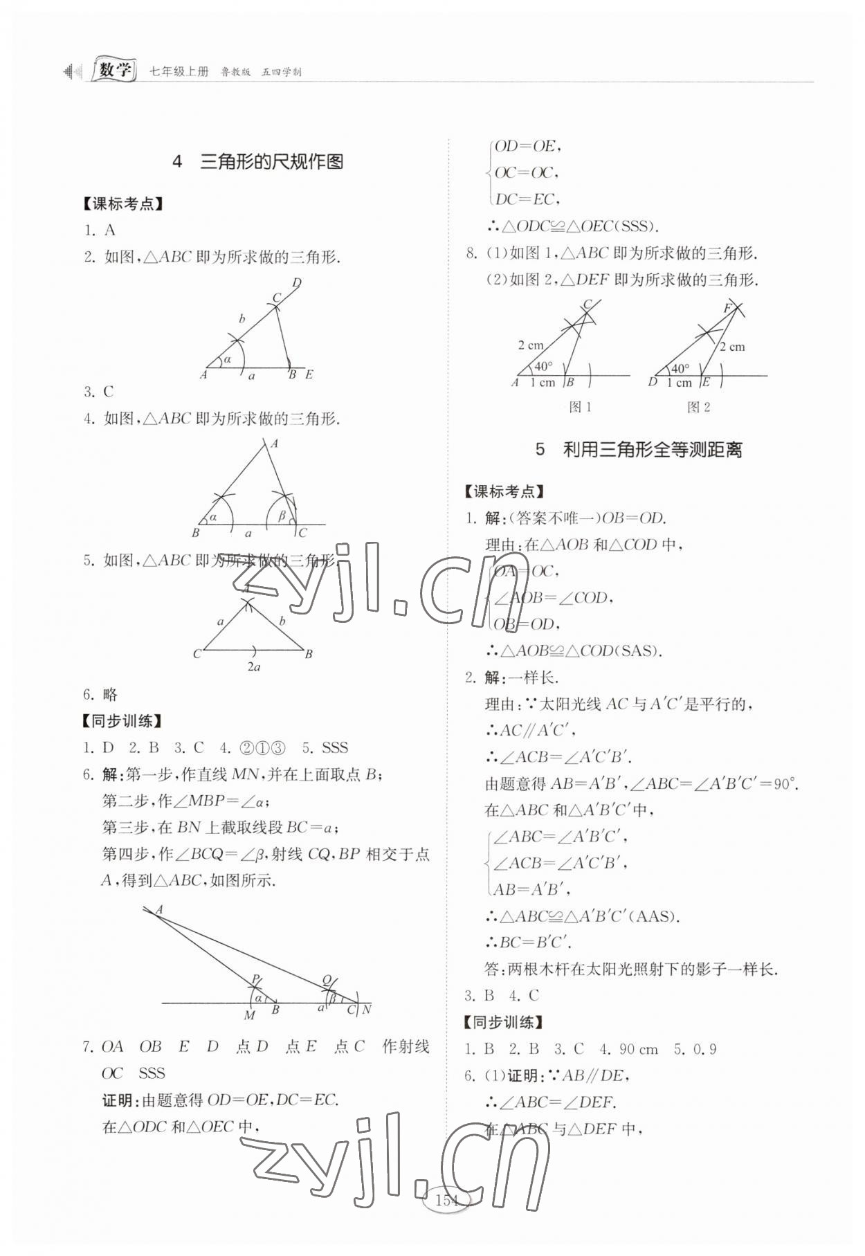 2023年同步练习册山东科学技术出版社七年级数学上册鲁教版 第4页