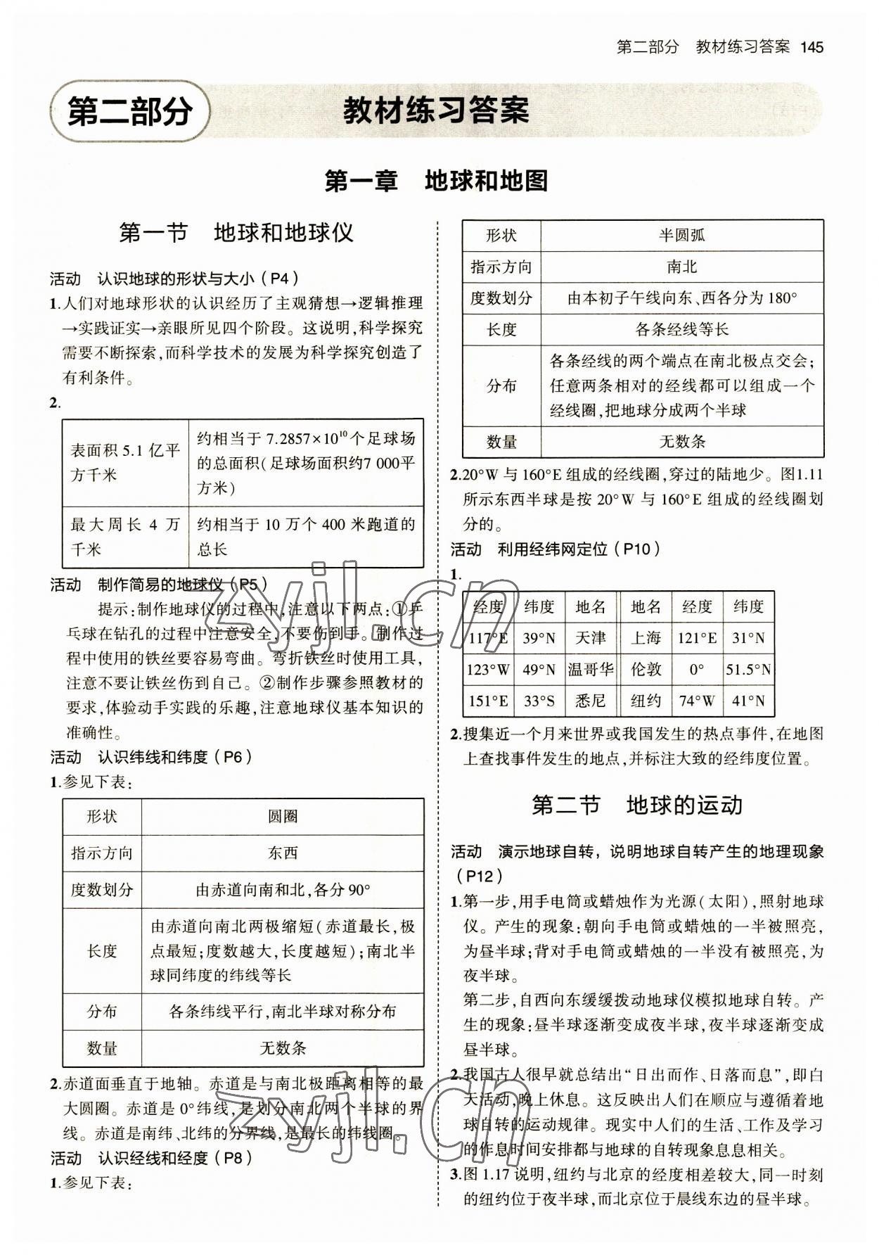 2023年教材课本七年级地理上册人教版 参考答案第1页