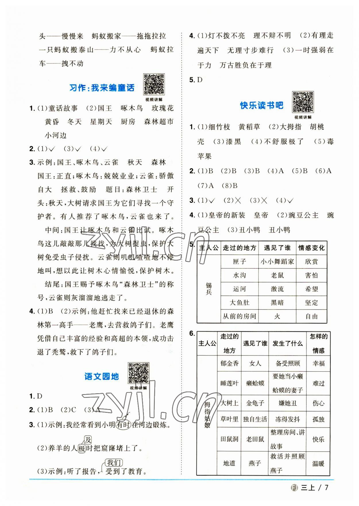 2023年陽光同學(xué)課時優(yōu)化作業(yè)三年級語文上冊人教版福建專版 第7頁