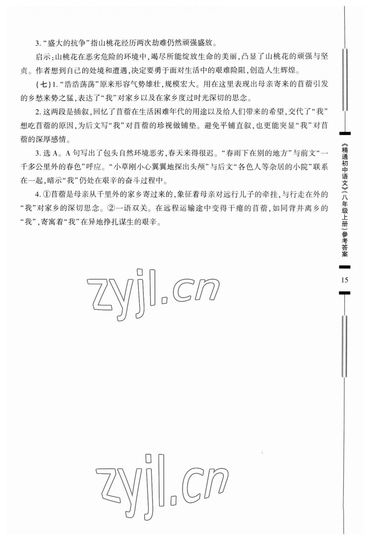 2023年精通初中语文八年级上册人教版 参考答案第15页