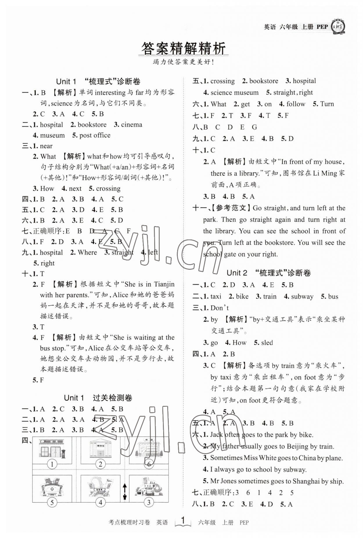 2023年王朝霞考点梳理时习卷六年级英语上册人教版 第1页