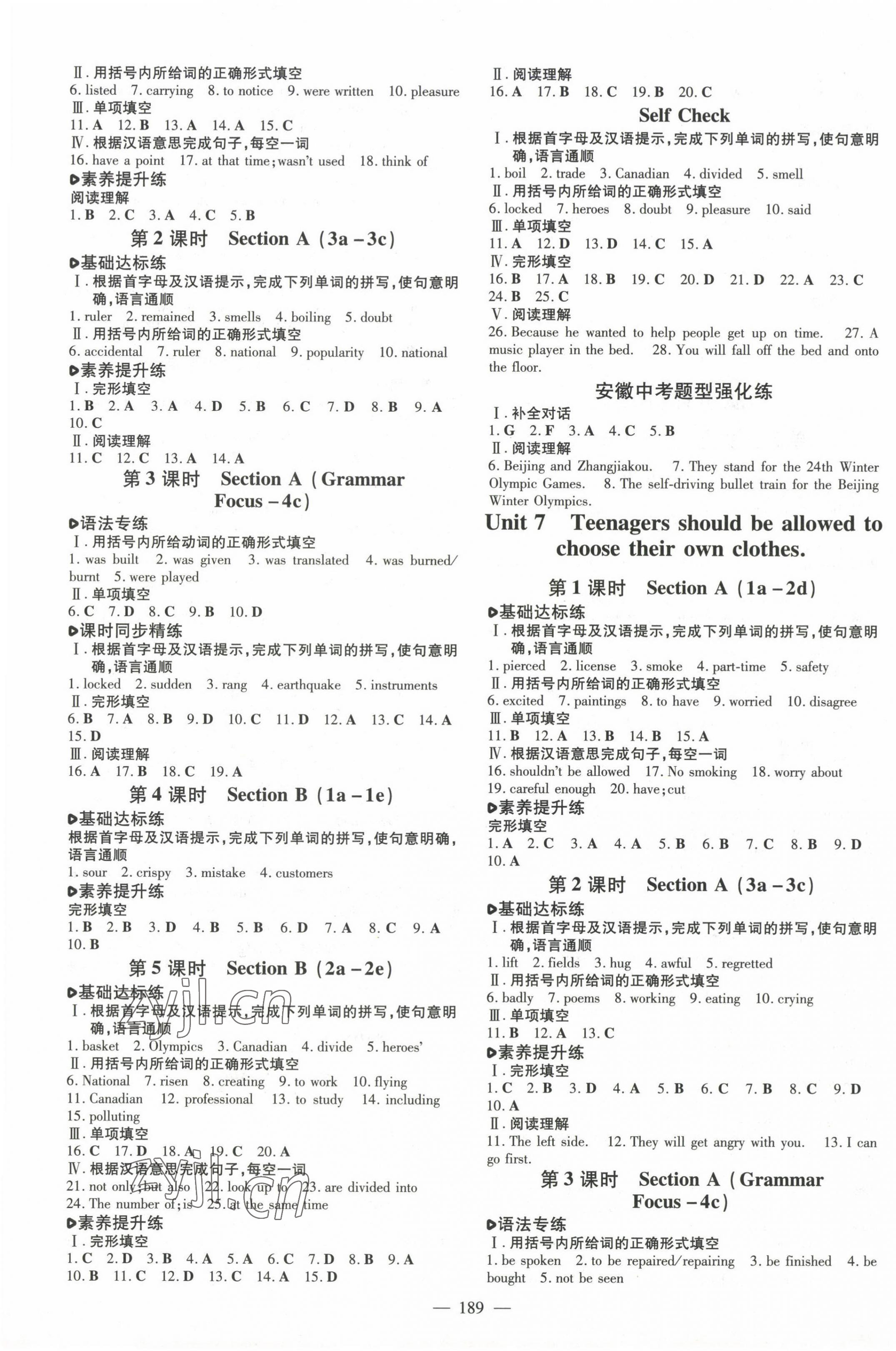 2023年练案九年级英语上册人教版安徽专版 第5页