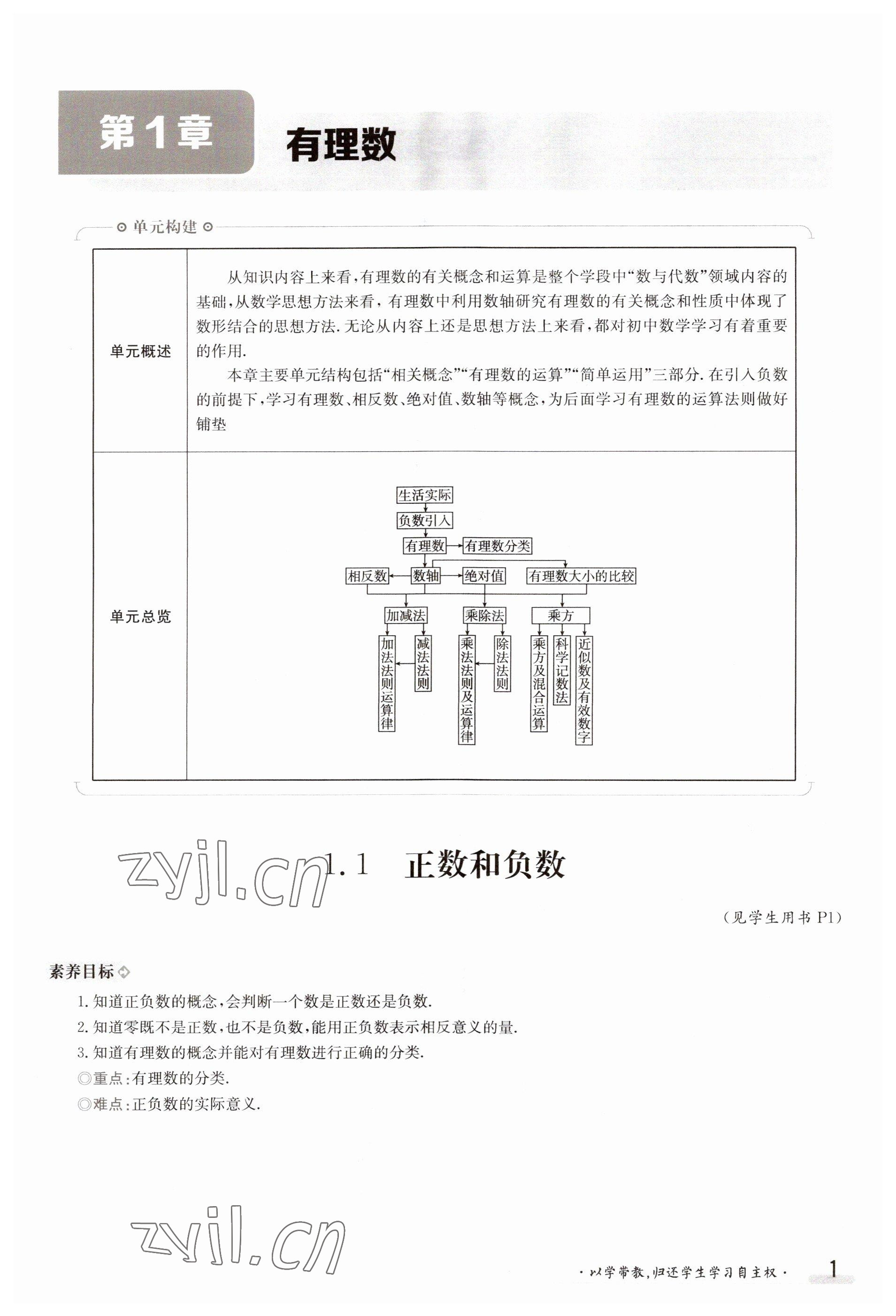 2023年金太陽導學案七年級數(shù)學上冊滬科版 參考答案第1頁