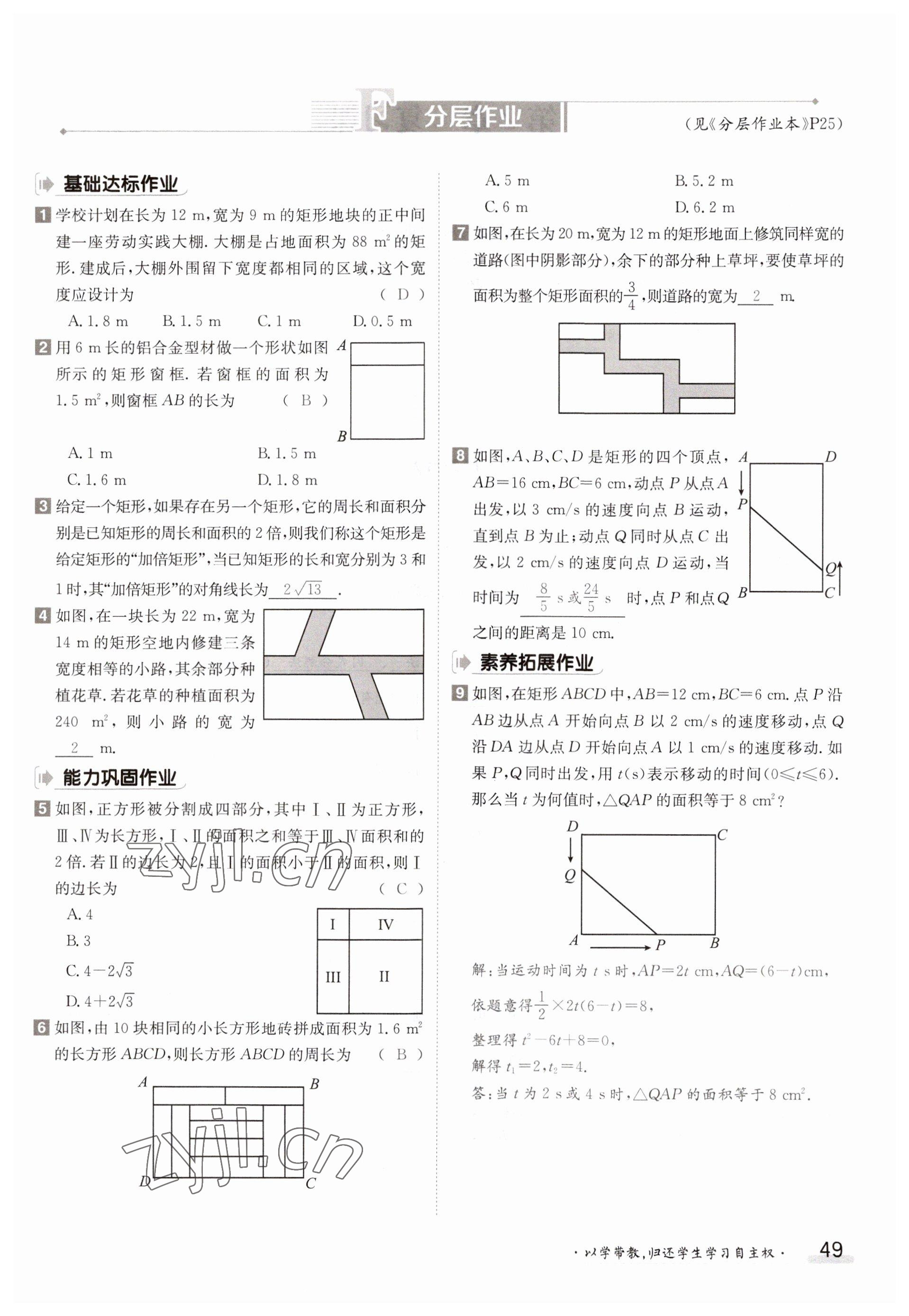 2023年金太陽導(dǎo)學(xué)案九年級數(shù)學(xué)湘教版 參考答案第49頁