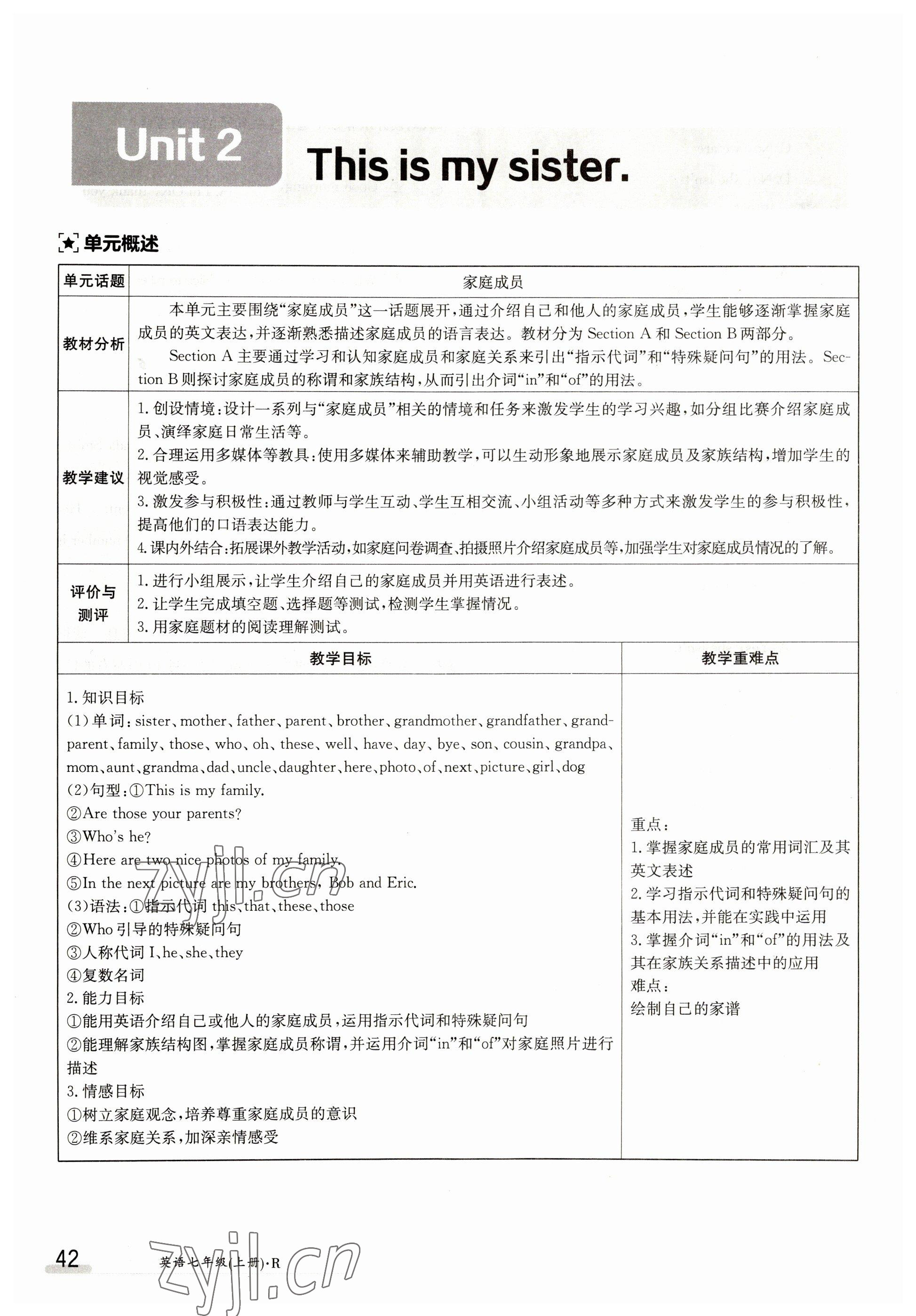 2023年金太阳导学案七年级英语上册人教版 参考答案第42页