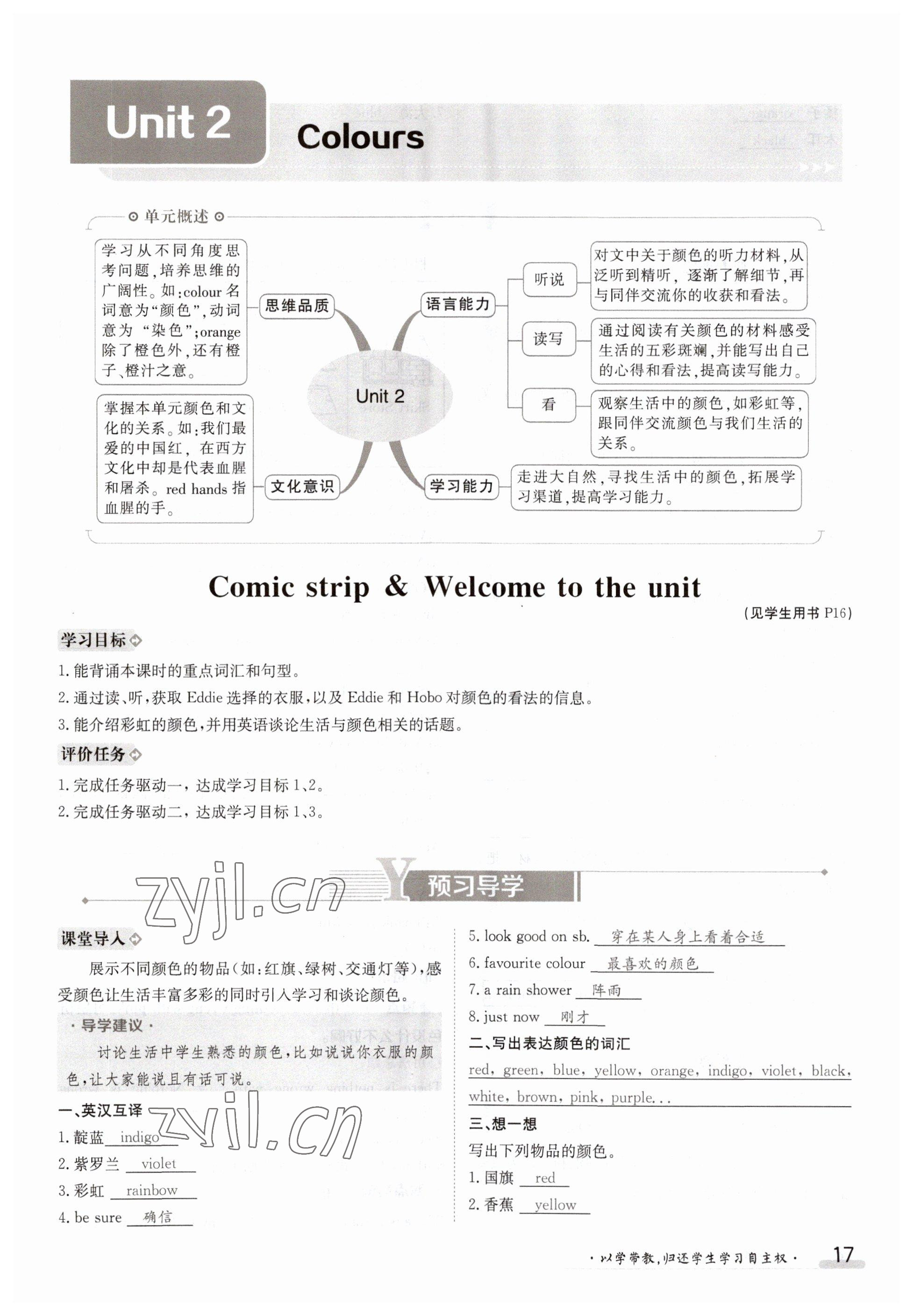 2023年金太陽導(dǎo)學(xué)案九年級(jí)英語譯林版 參考答案第17頁