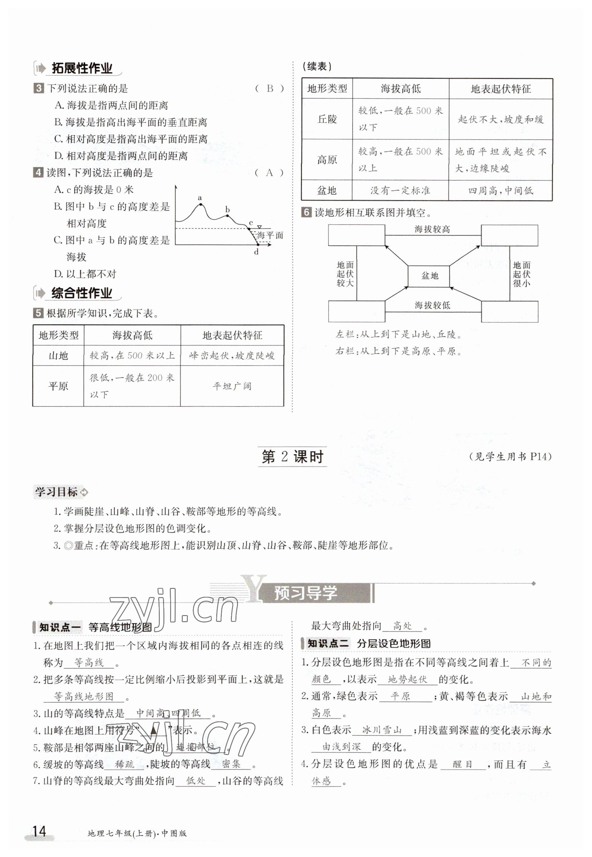 2023年金太陽導(dǎo)學(xué)案七年級地理上冊中圖版 參考答案第14頁