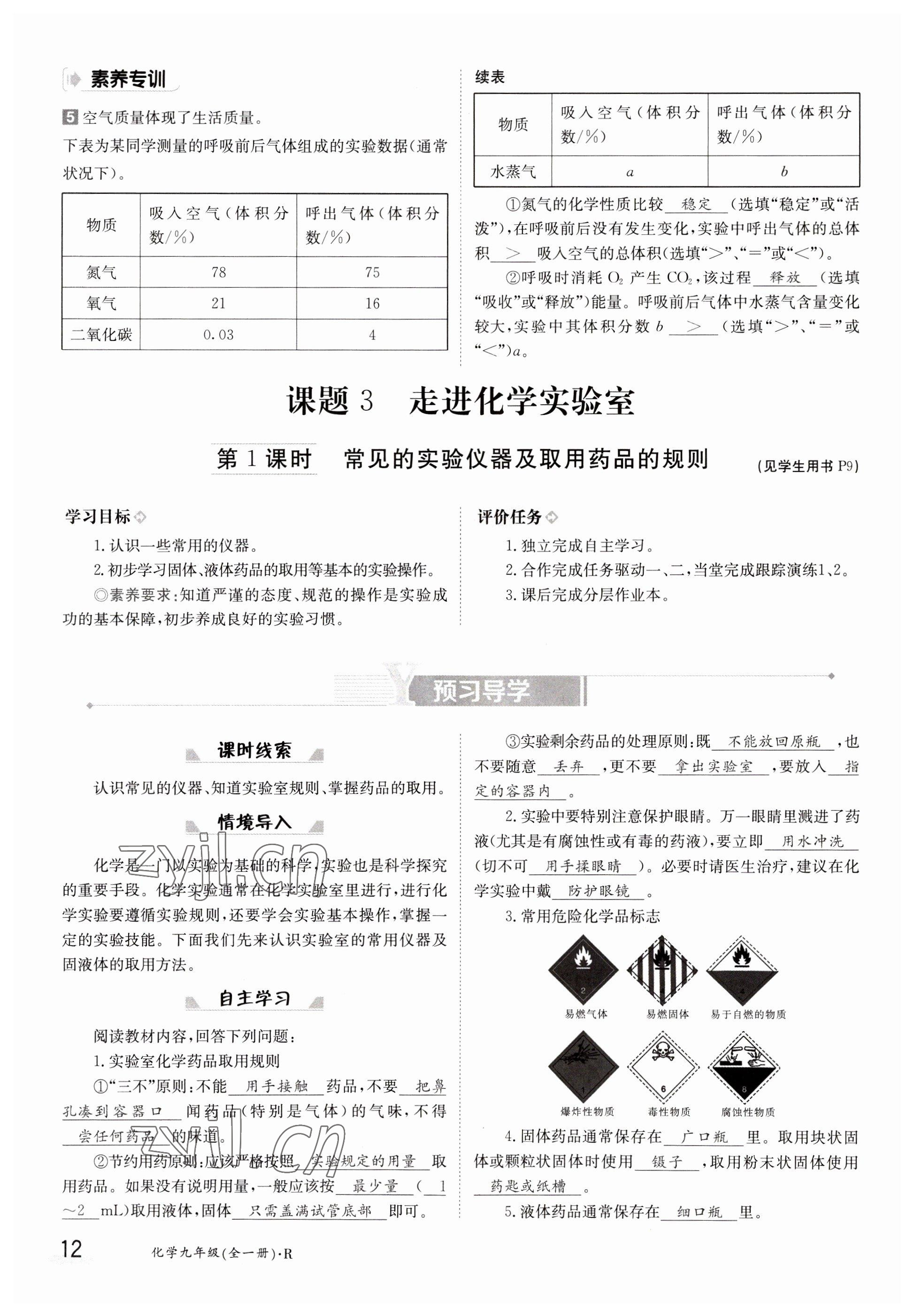 2023年金太陽導學案九年級化學全一冊人教版 參考答案第12頁