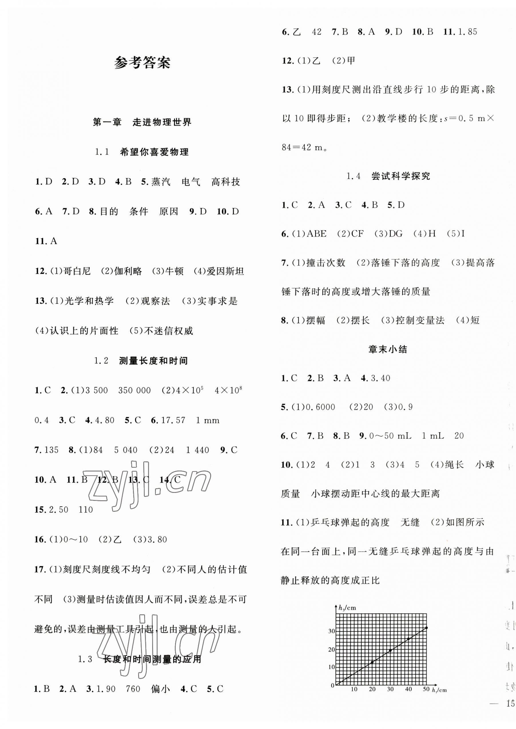 2023年體驗(yàn)型學(xué)案八年級(jí)物理上冊(cè)滬粵版 第1頁(yè)