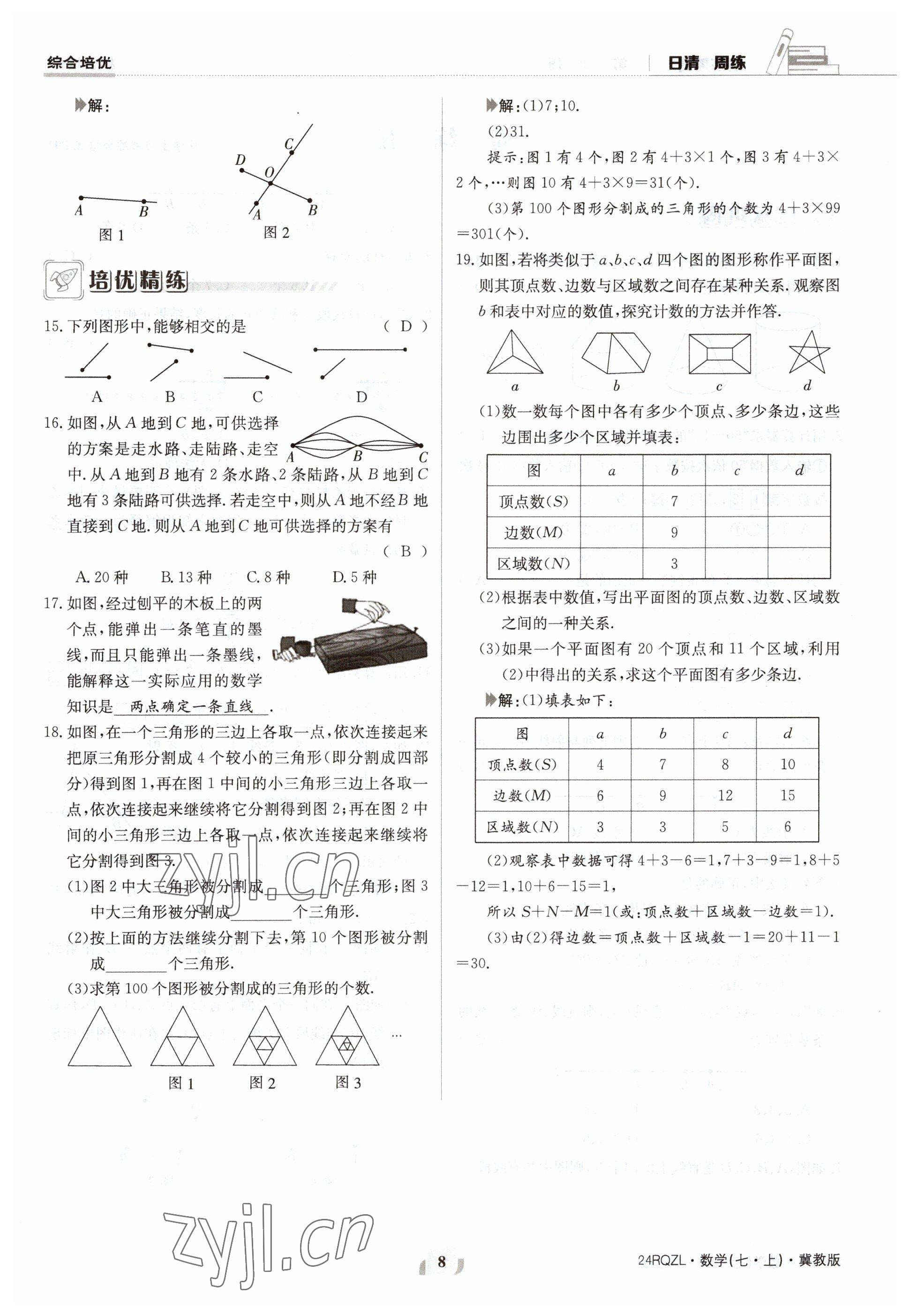 2023年日清周練七年級數(shù)學(xué)上冊冀教版 參考答案第8頁