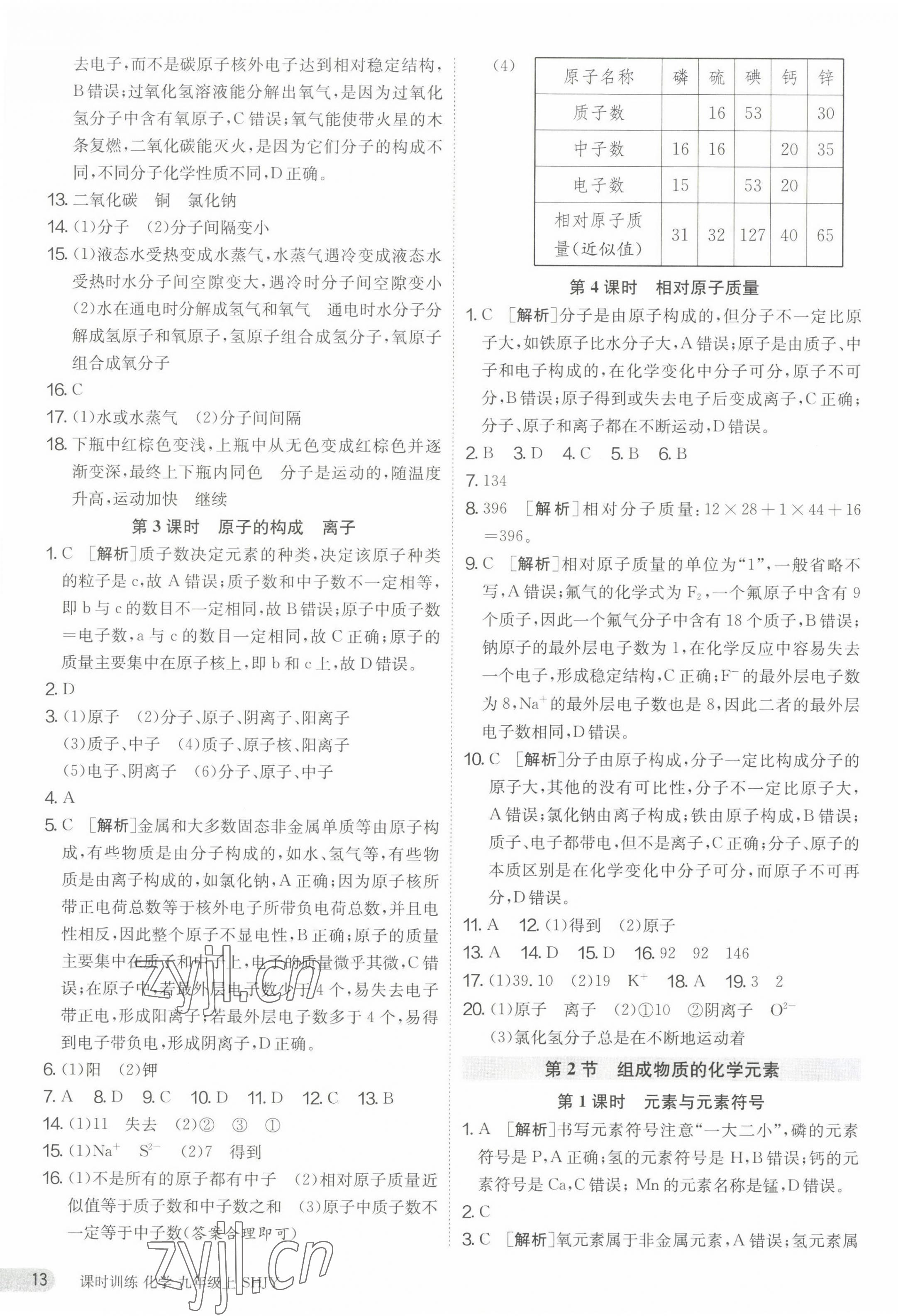 2023年课时训练九年级化学上册沪教版江苏人民出版社 第13页