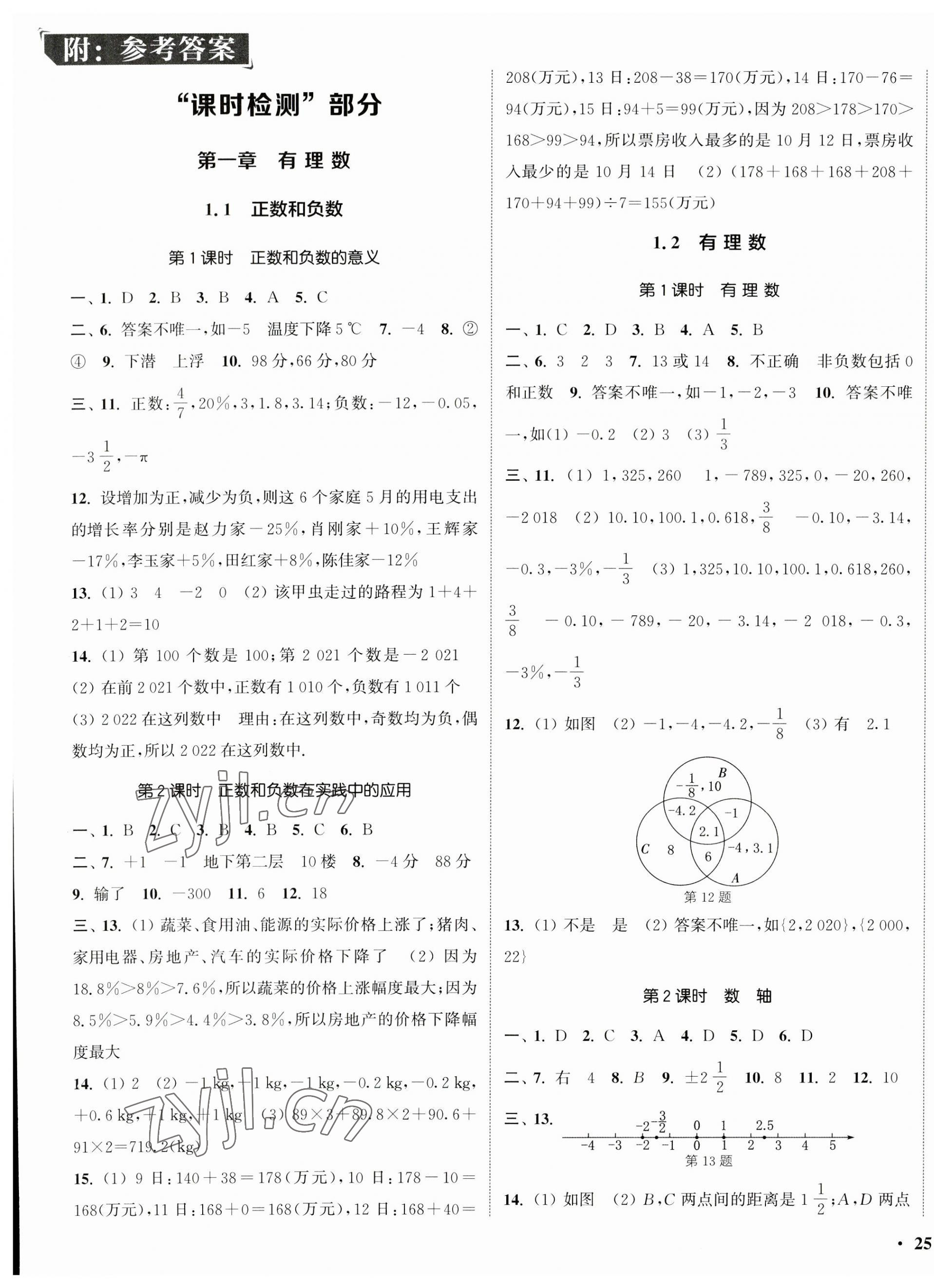 2023年通城學(xué)典活頁檢測七年級(jí)數(shù)學(xué)上冊(cè)人教版 第1頁