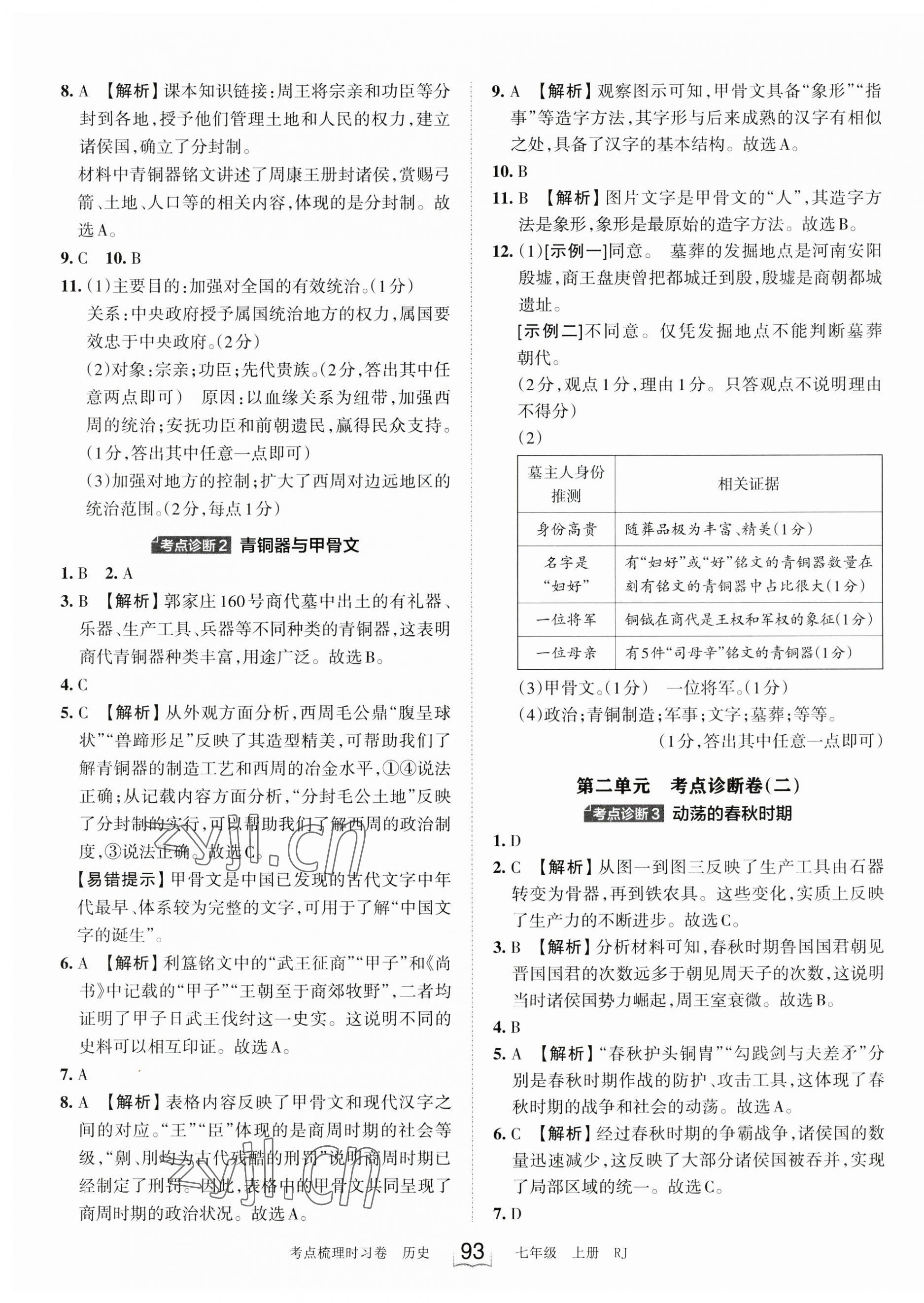 2023年王朝霞考点梳理时习卷七年级历史上册人教版 第3页