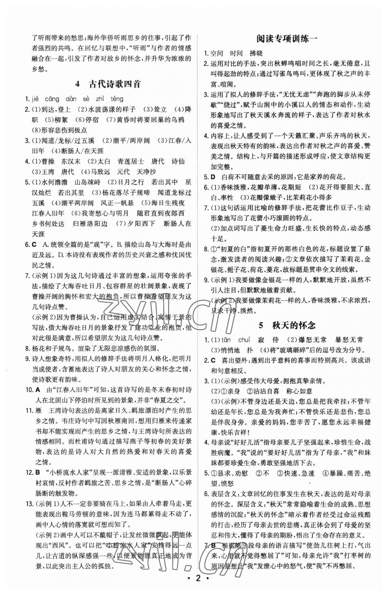 2023年一本同步訓(xùn)練七年級(jí)語文上冊(cè)人教版安徽專版 第2頁